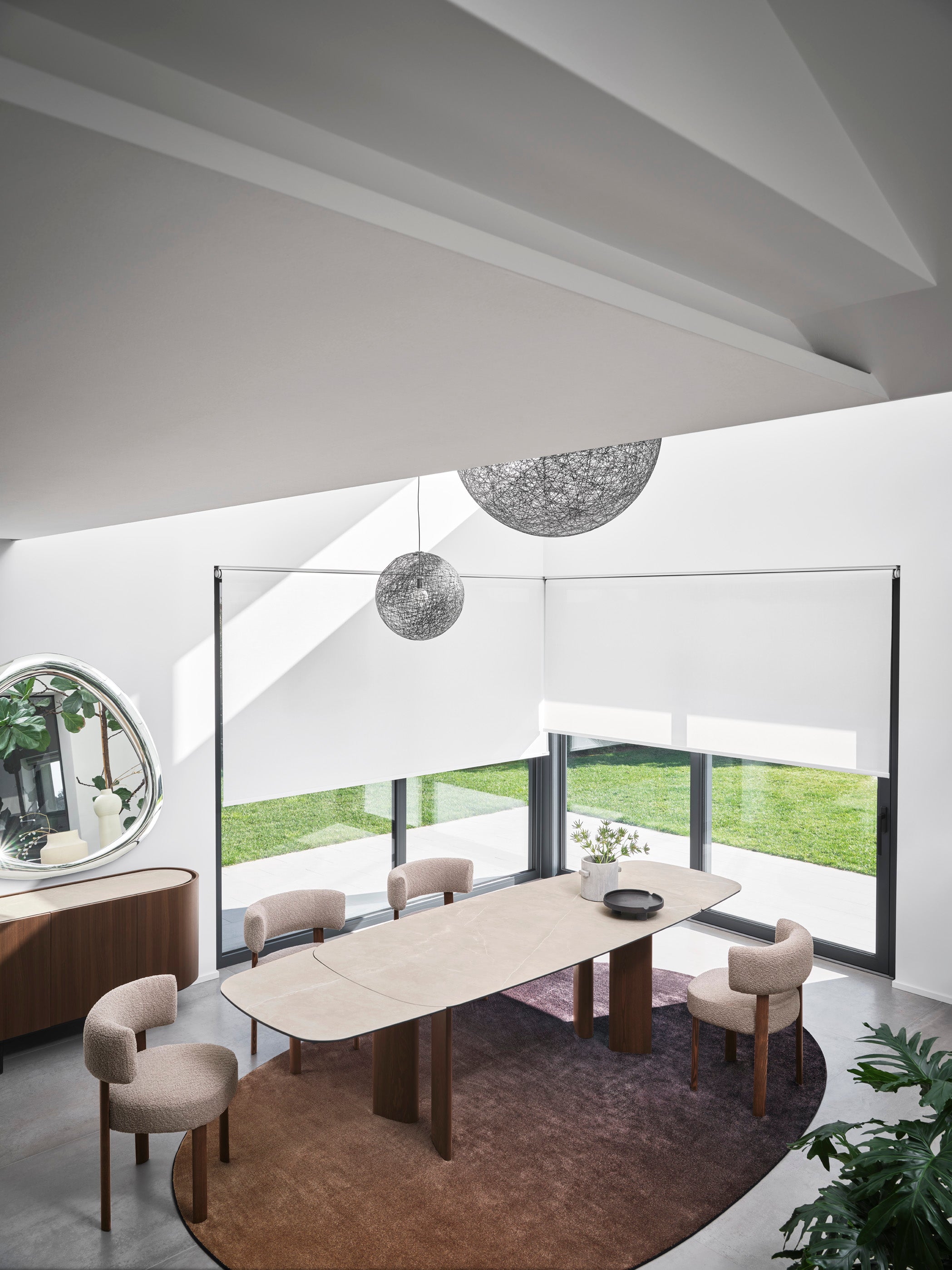 SANDY Extendable Table with Beige Top and Dark Wooden Base