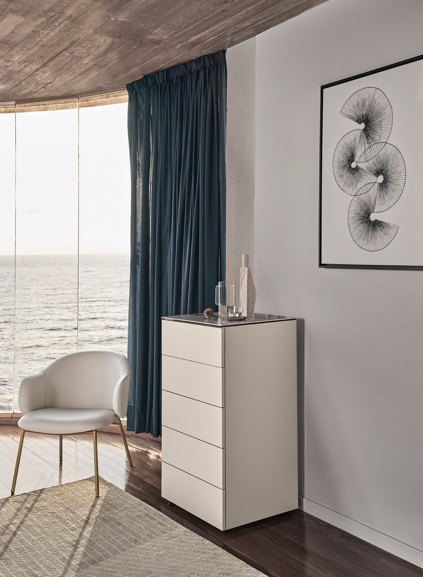 Fauteuil HOLLY gestoffeerd met zwarte basis