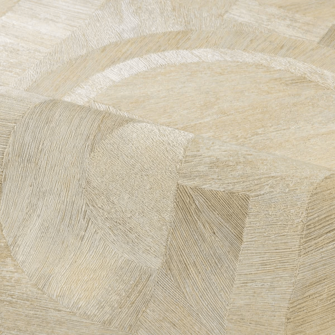 Geometrische houten structuur behang met mozaïekpatroon INTARSIA - SABLE zandkleurig