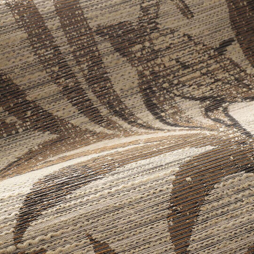 Textielbehang met plantmotief van SALIX-bladeren - NOIR/TABAC tabak met beige