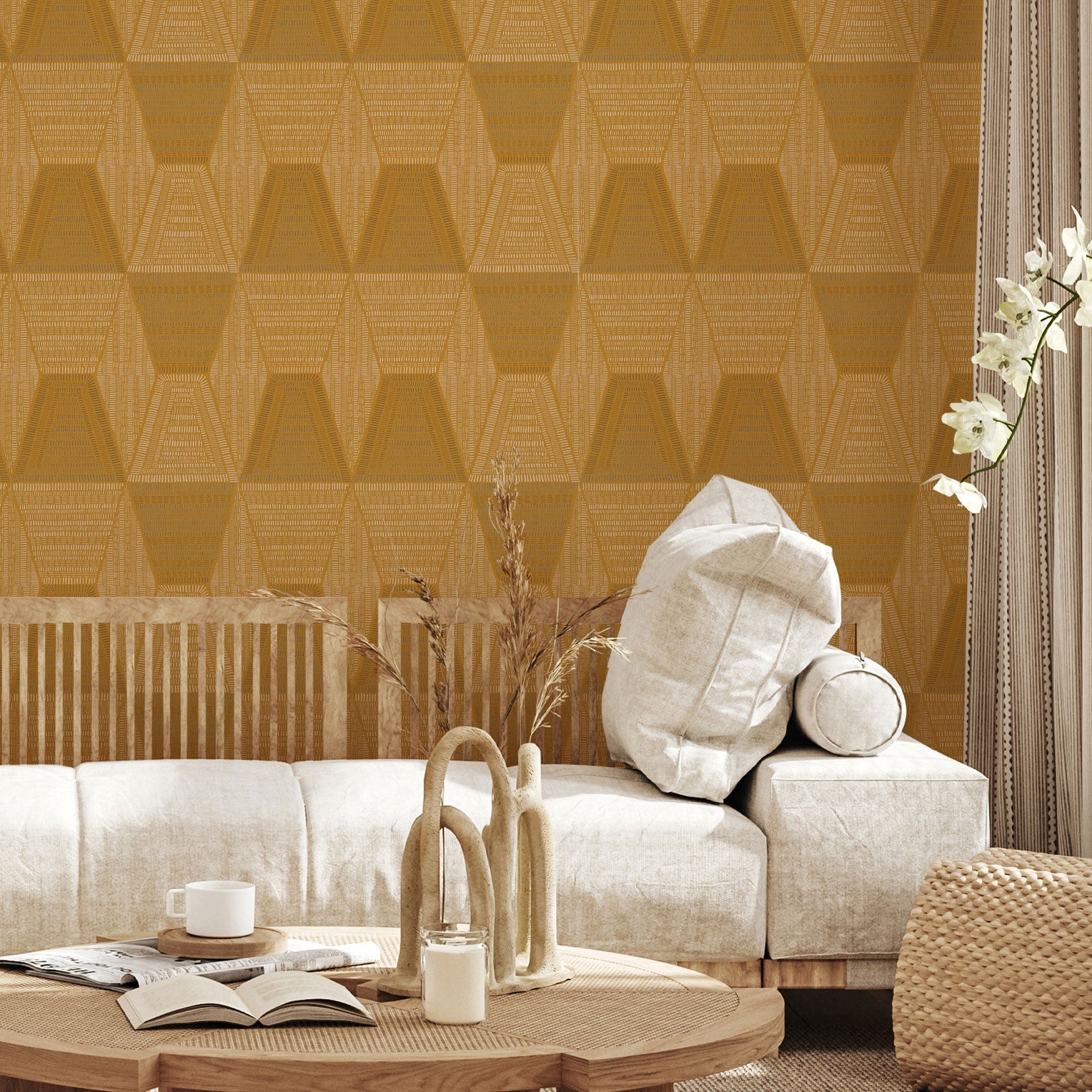 DAIA Abstract Pattern Wallpaper - OCRE Yellow