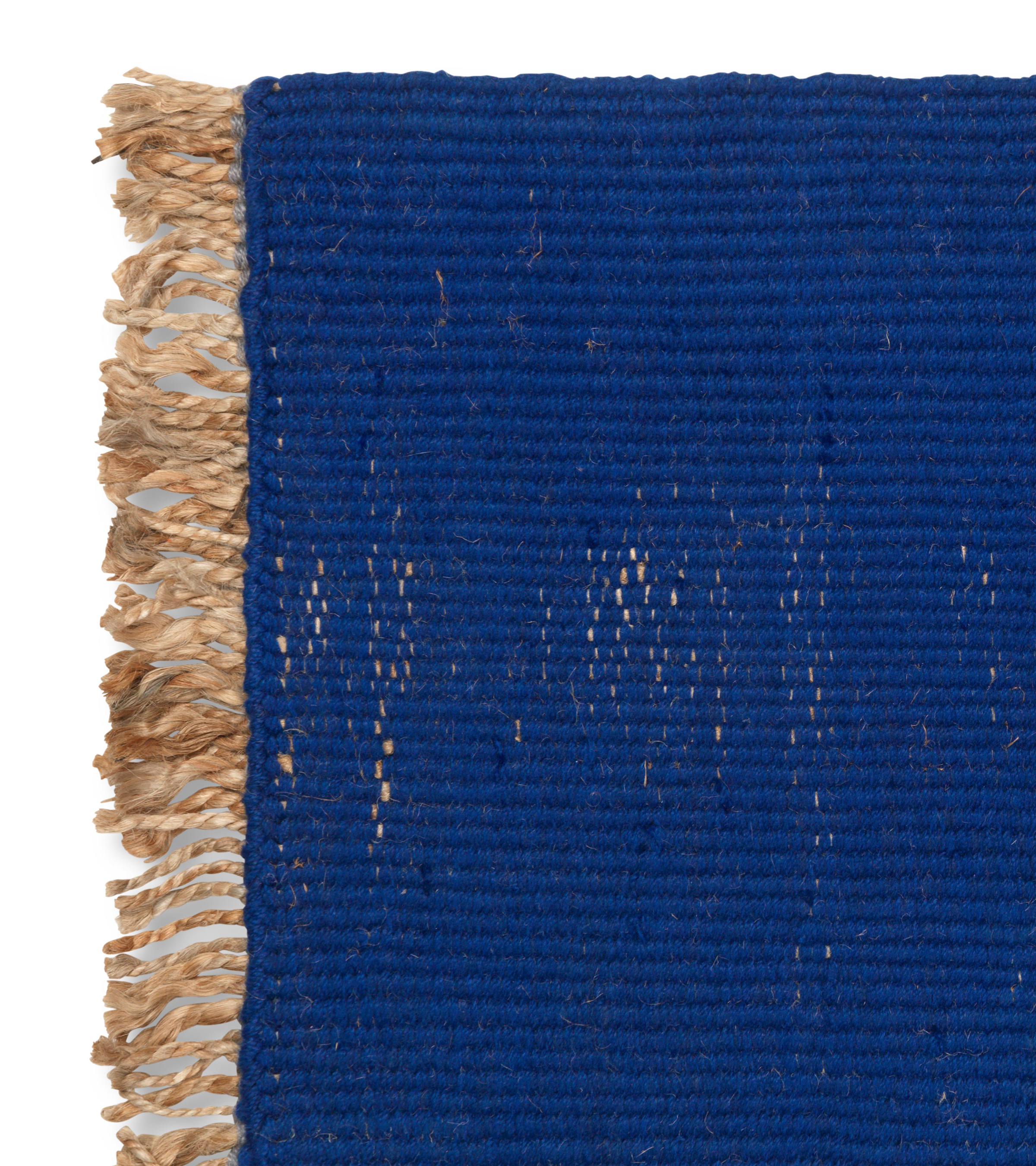 Vloerkleed BLOCK MAT lichtblauw met beige franjes