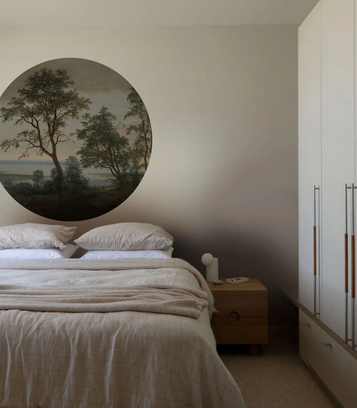 Mural w kształcie koła DOTS - EVENING GROVE brązowy z ciemnozielonym