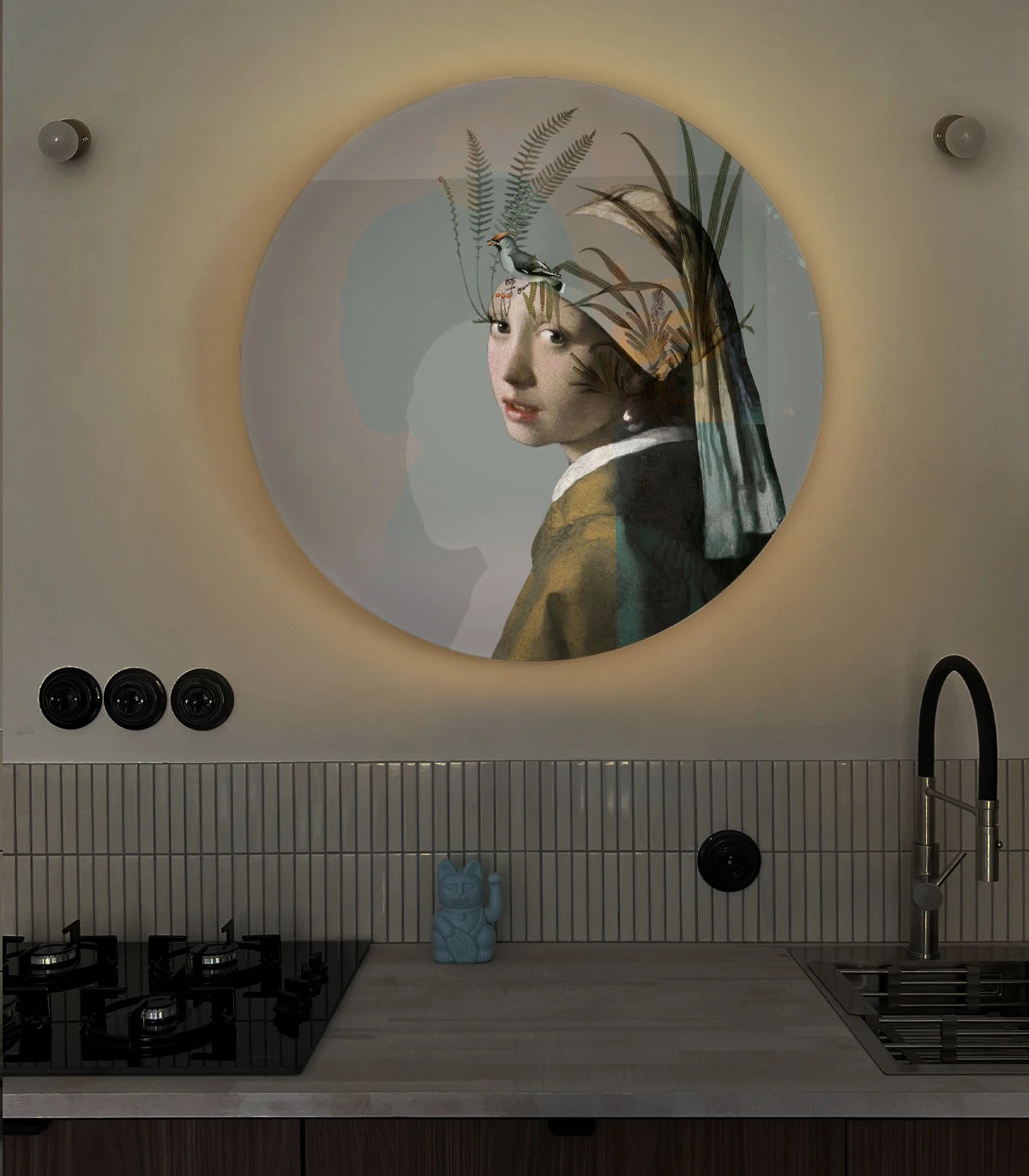 Lampa ścienna DOTS LIGHTING - NATURE GIRL WITH THE PEARL beżowy z zielonym