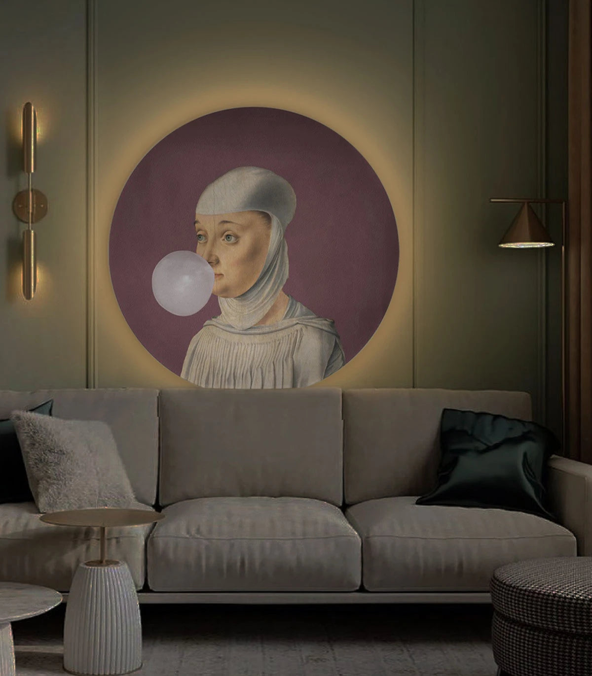 Lampa ścienna DOTS LIGHTING - WOMAN WITH BUBBLE GUM ciemny fiolet