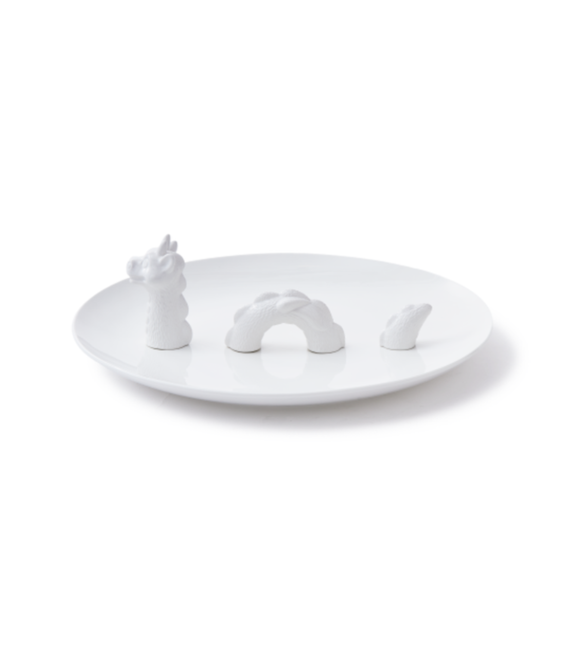 Decorative plate DRAGON white