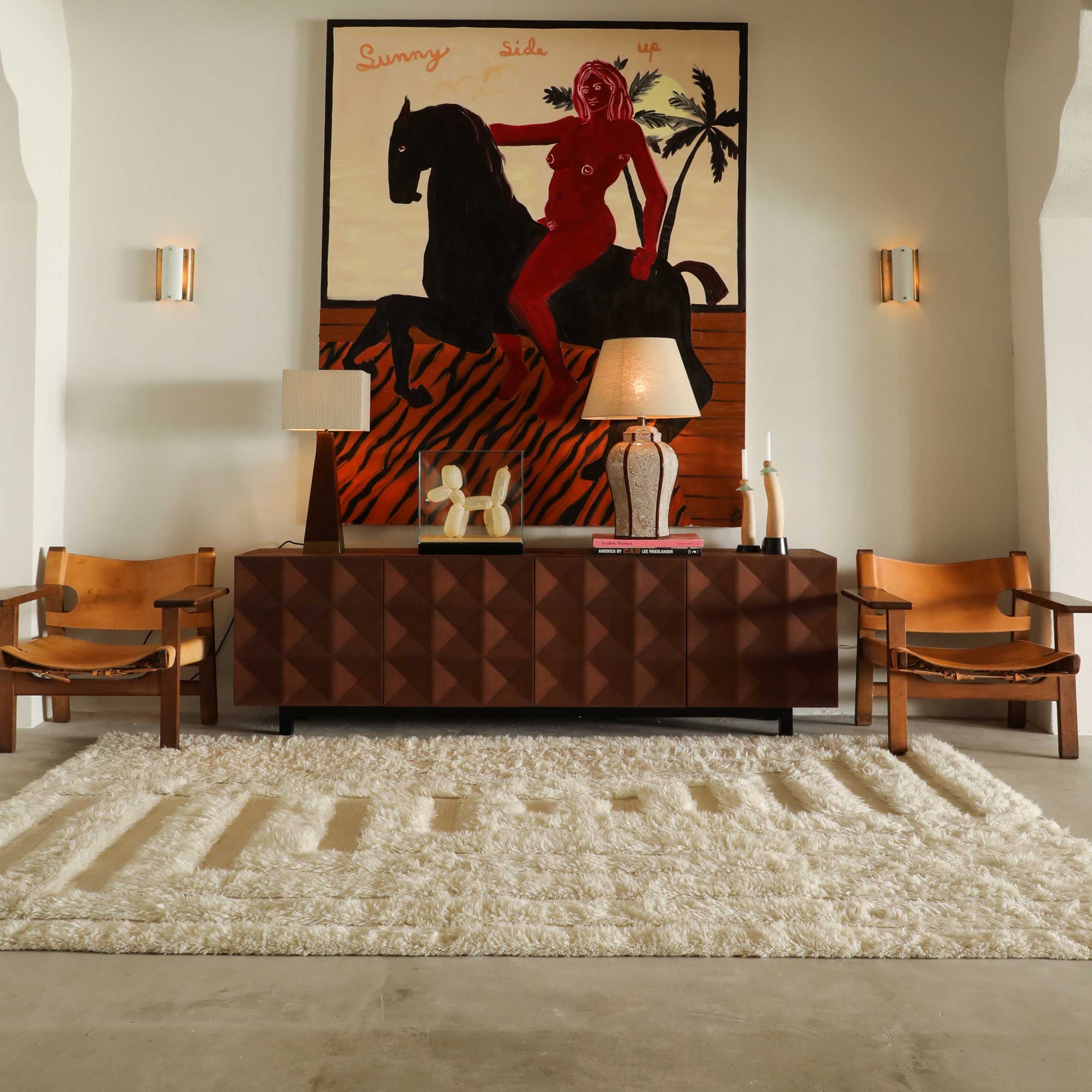 Teppich SHAGGY LABYRINTH weiß mit langem Flor