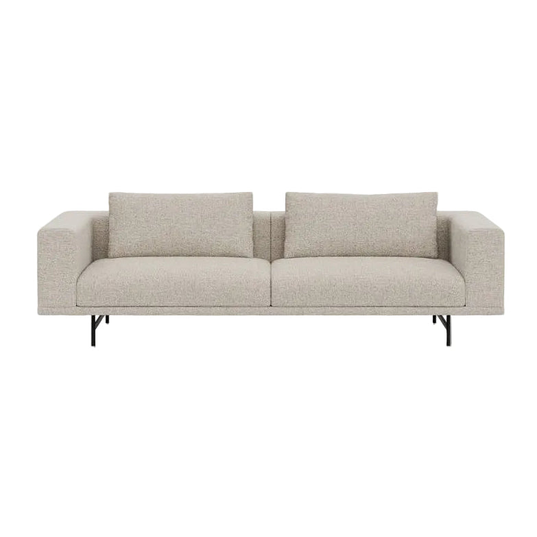 Sofa 3-zits LOFT lichtgrijze boucle met zwarte basis