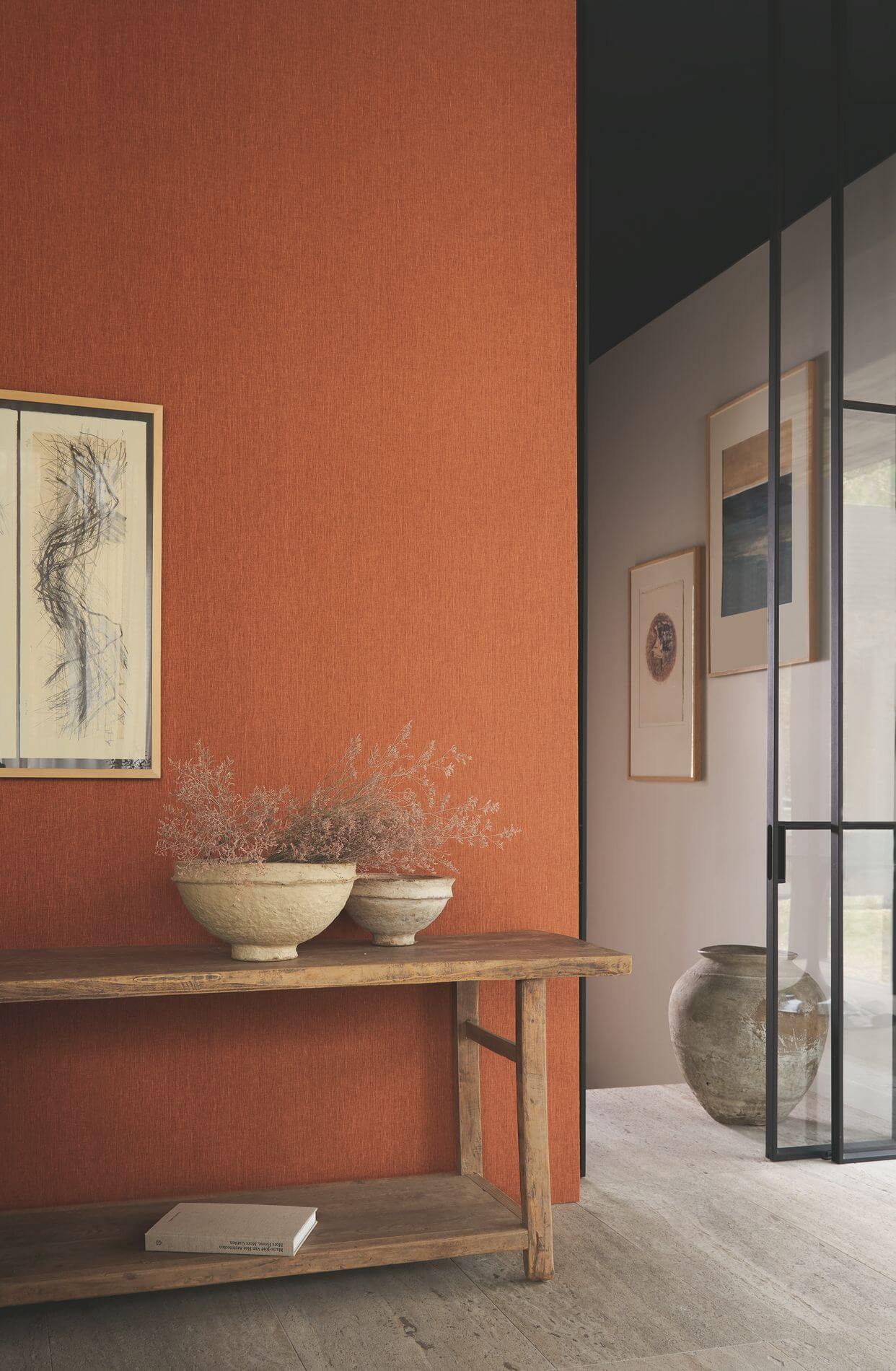 Linnen textielbehang met structuur ATMOSPHERE - SABLE donkerbeige