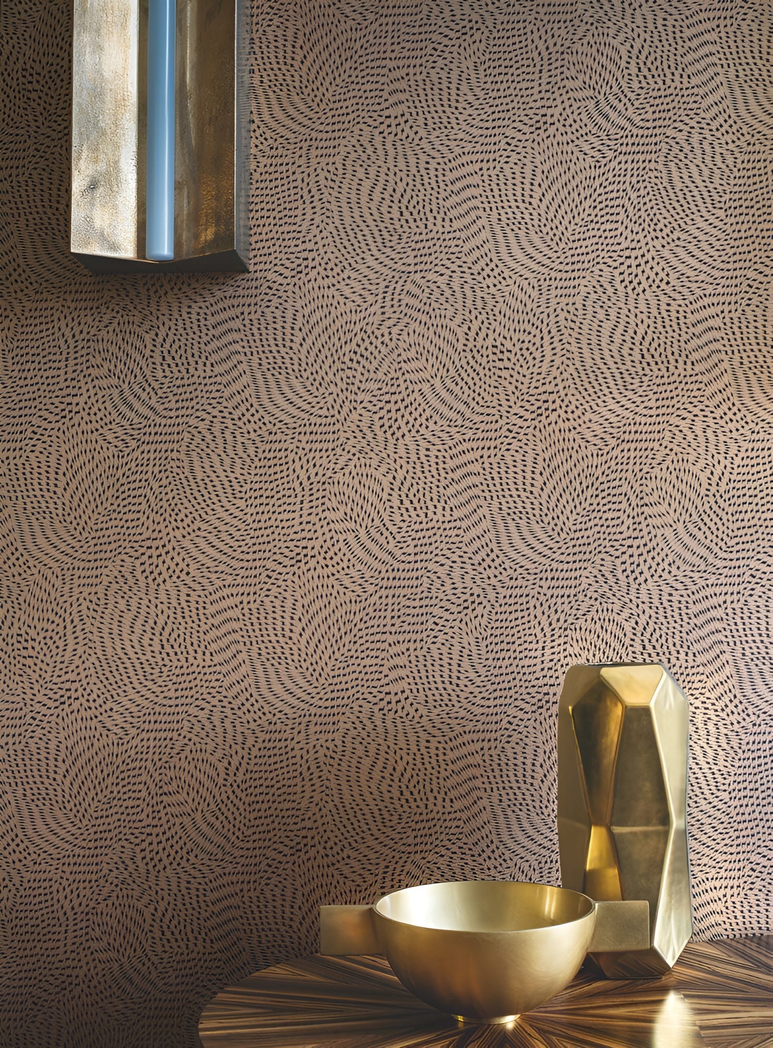 Wallpaper with Abstract Pattern PASSY - DORE/NOIR Brown with Black