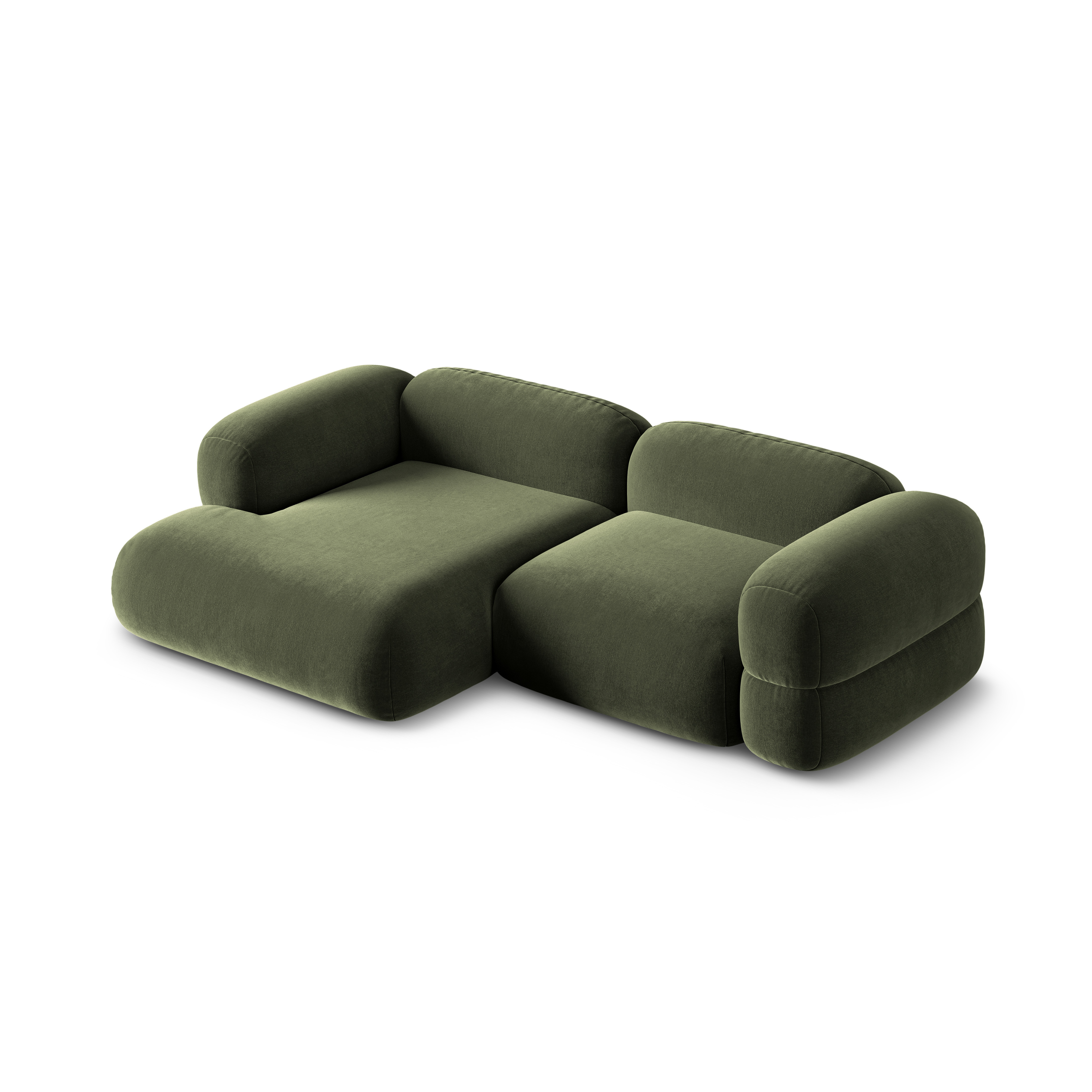 Left-facing velvet corner sofa ROGER olive