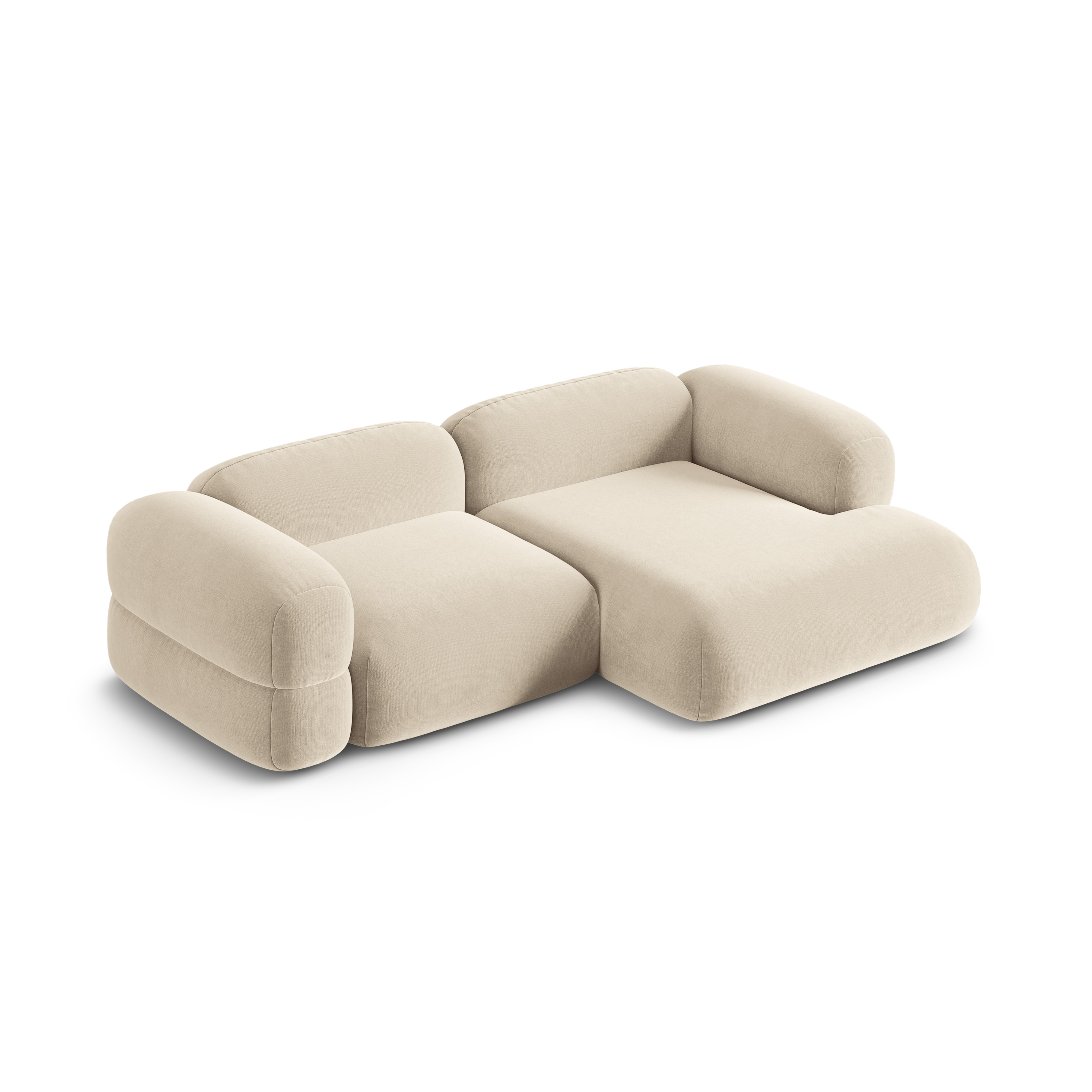 Right-facing velvet corner sofa ROGER light beige