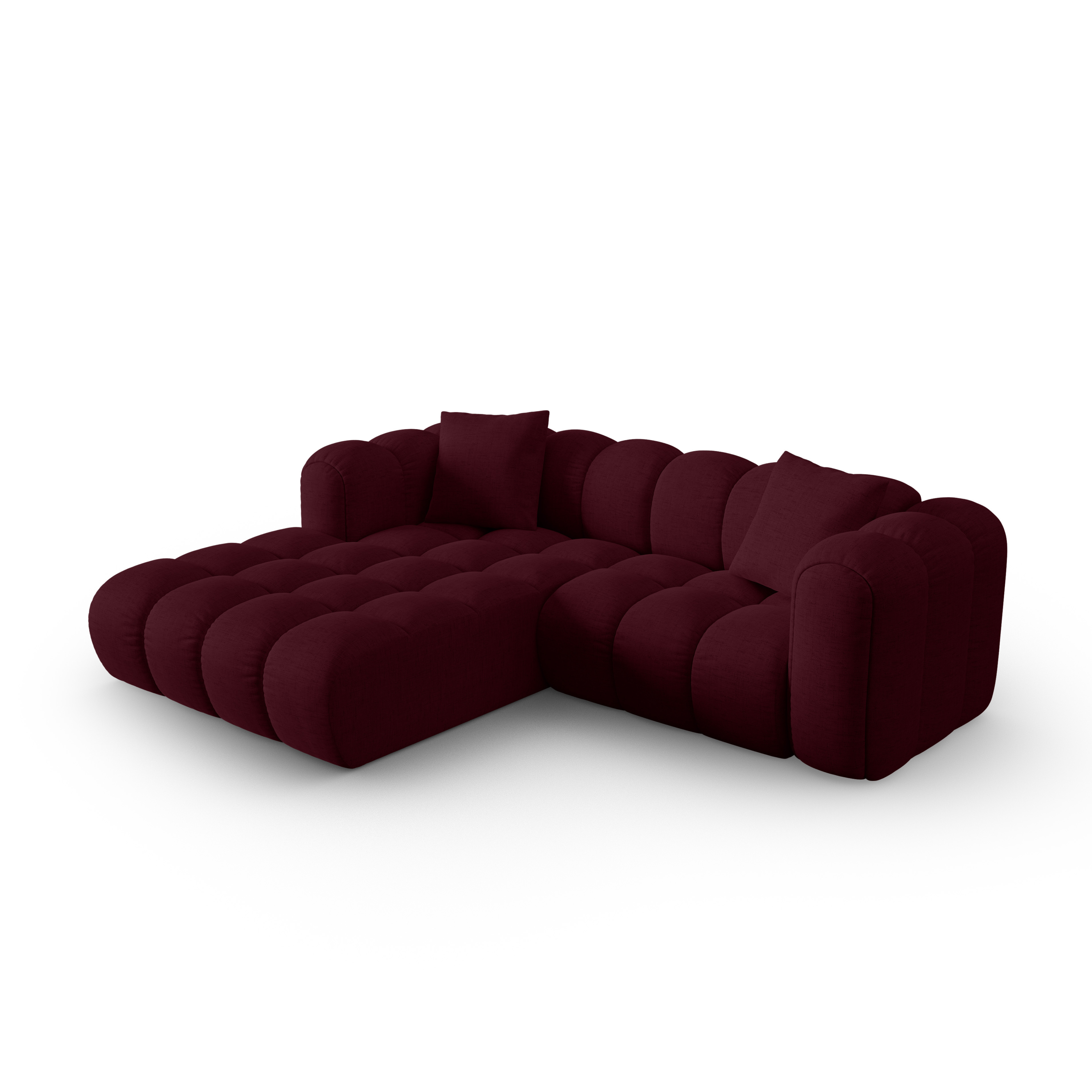 Left-facing 3-seater corner sofa ASTRO burgundy chenille