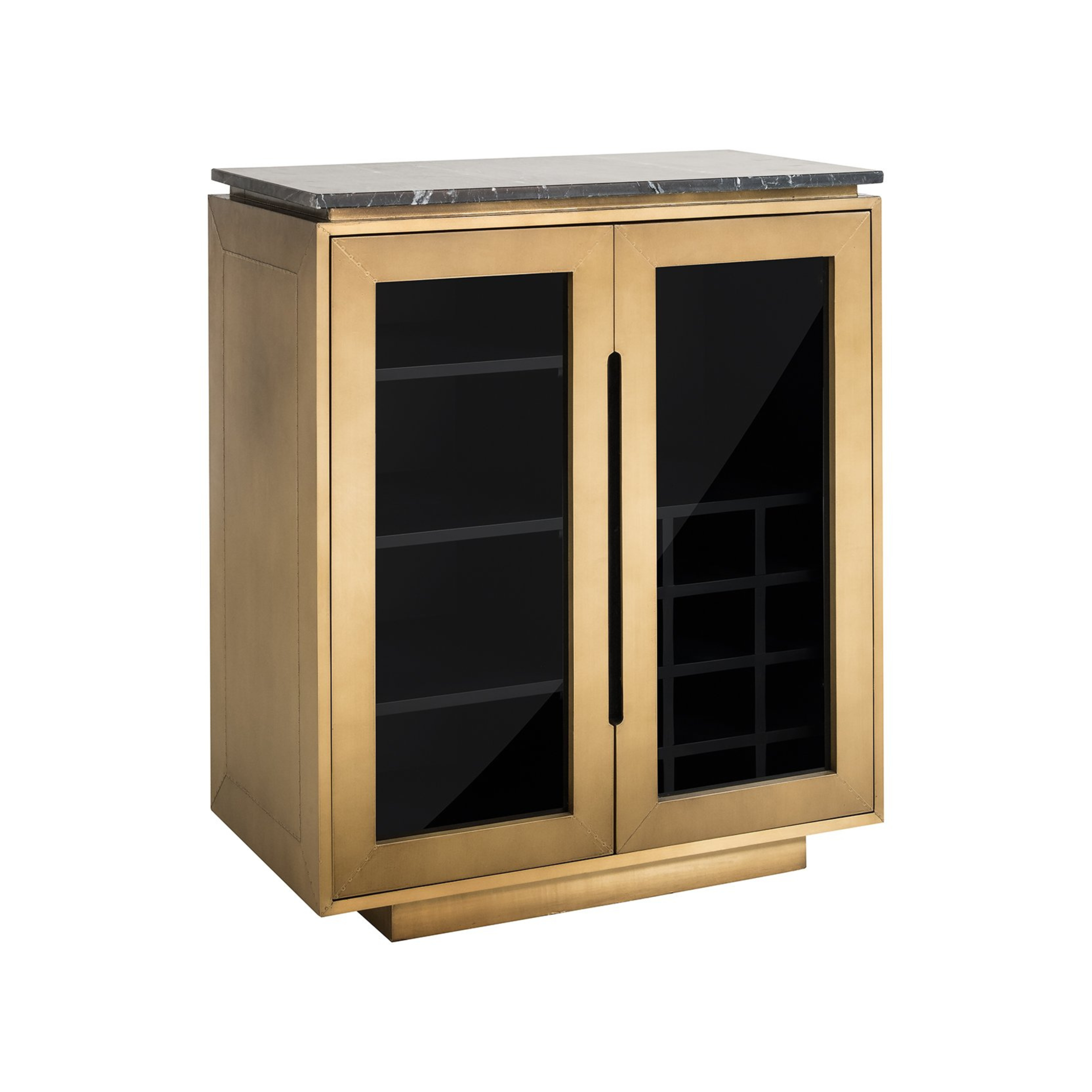 Vitrine FINSBURY antikgold mit schwarzem Marmor