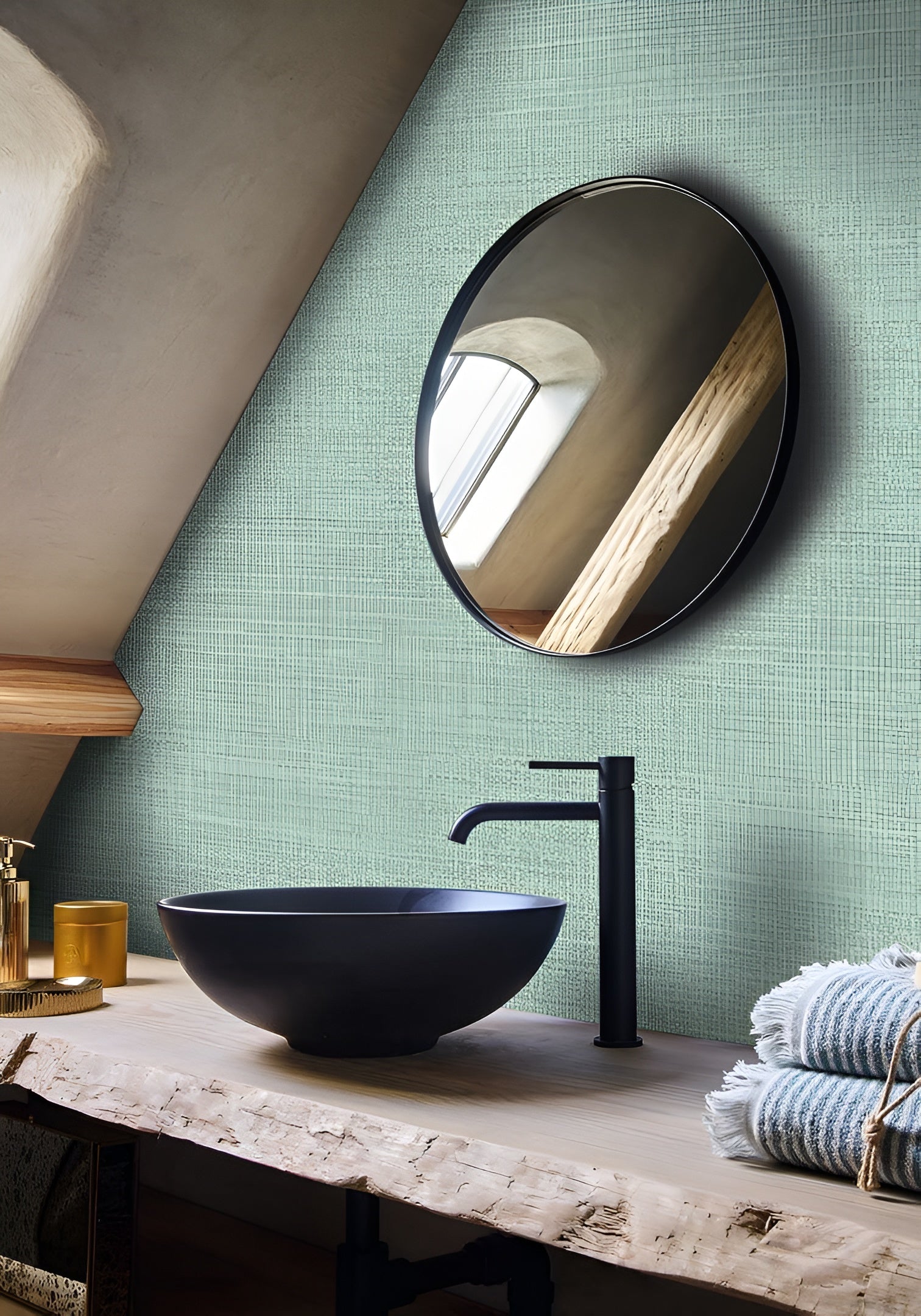 Structuurtapijt dat canvas imiteert CARIOCA - OPALINE turkoois