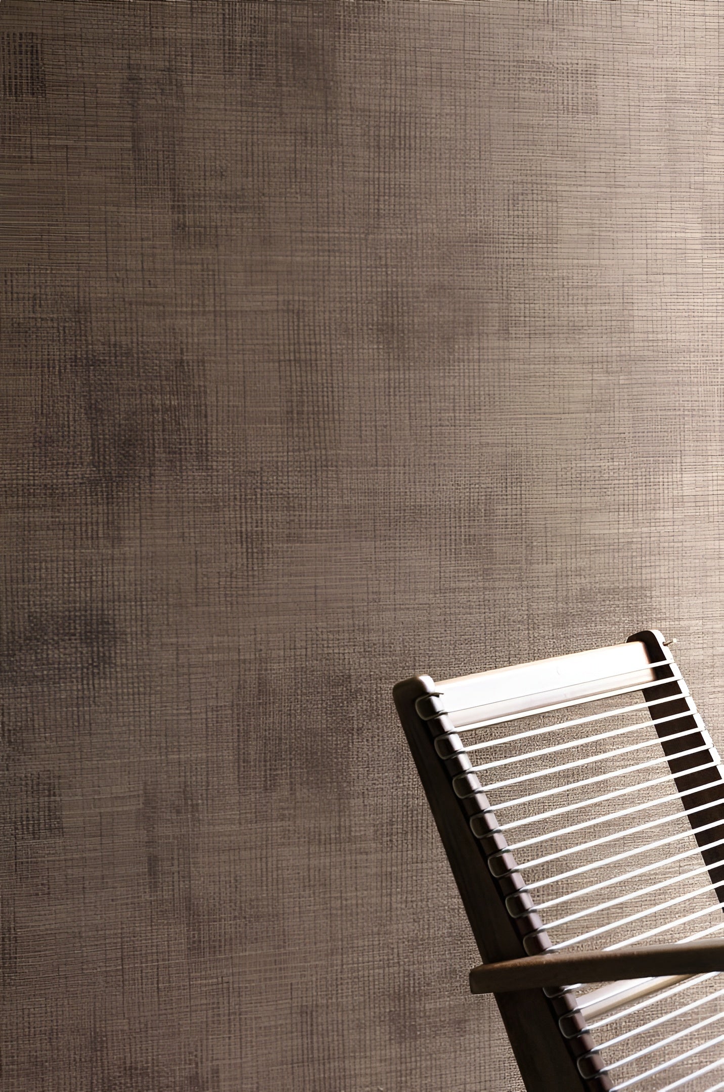 Textile wallpaper with a structural canvas imitation ORCADE - LIGHT BROWN