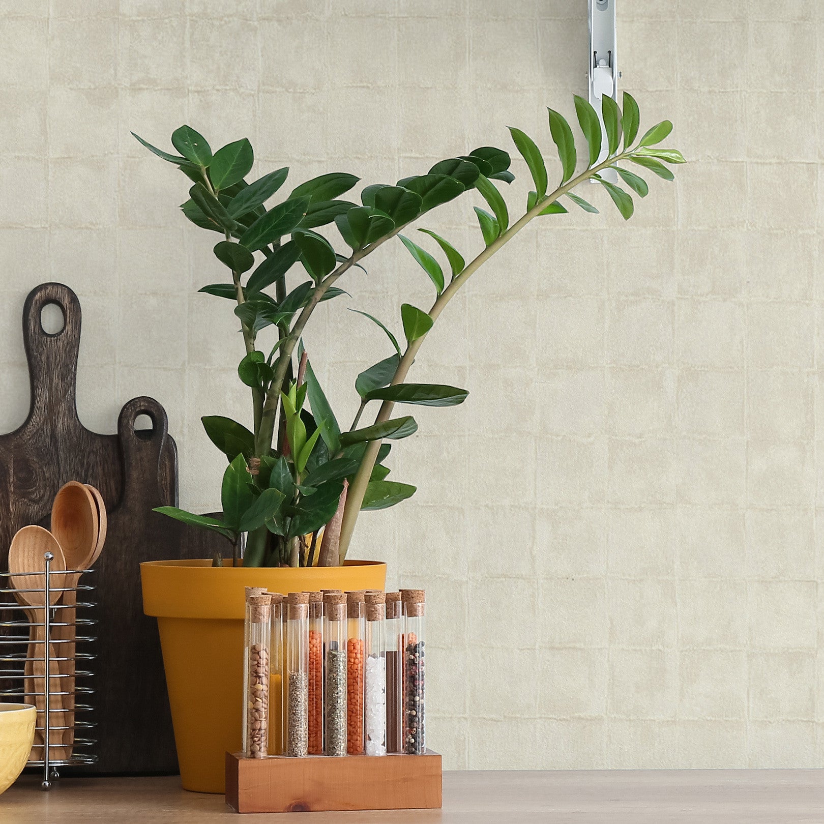 Structural wallpaper imitating tiles FAENZA - IVORY ivory