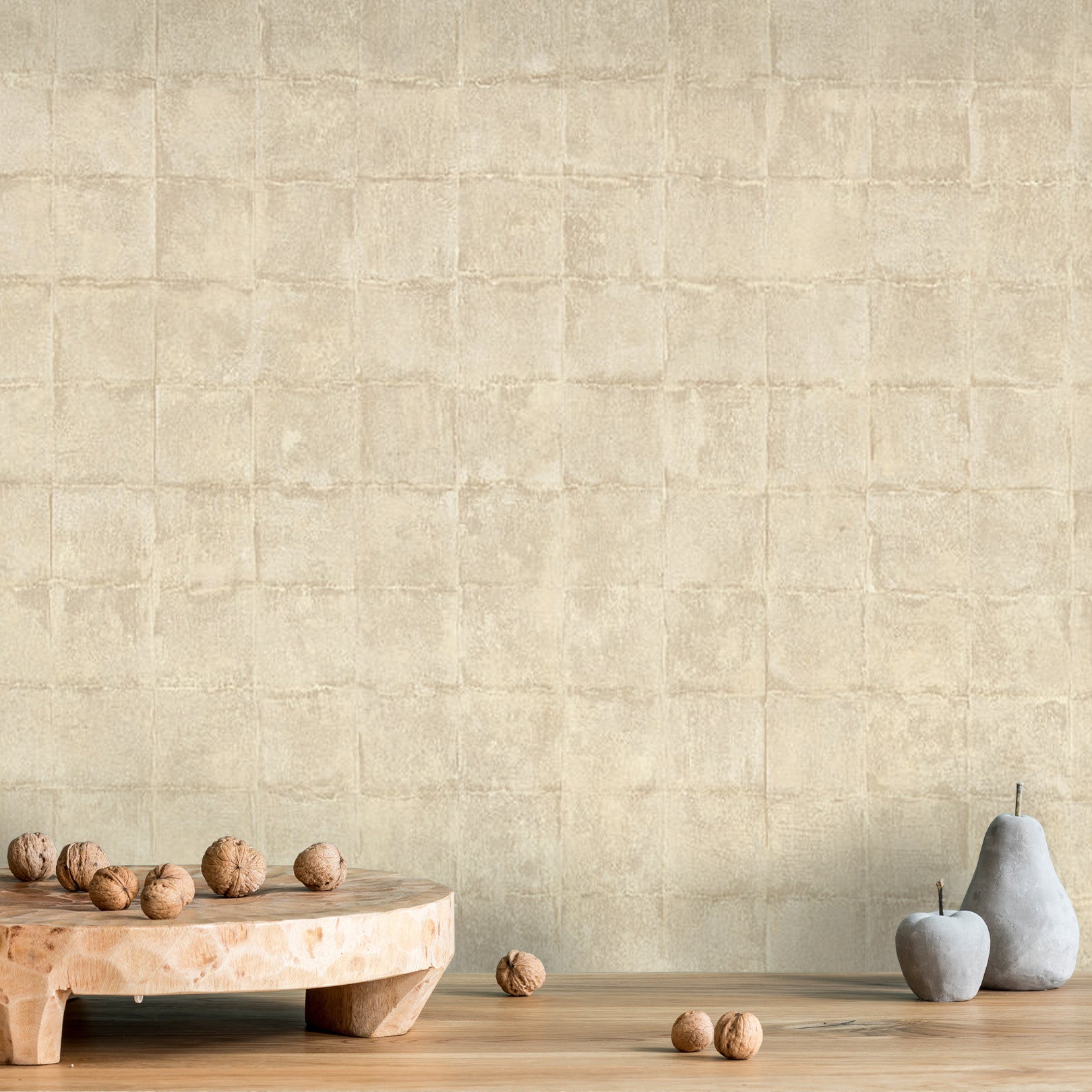 Structural wallpaper imitating tiles FAENZA - SABLE beige