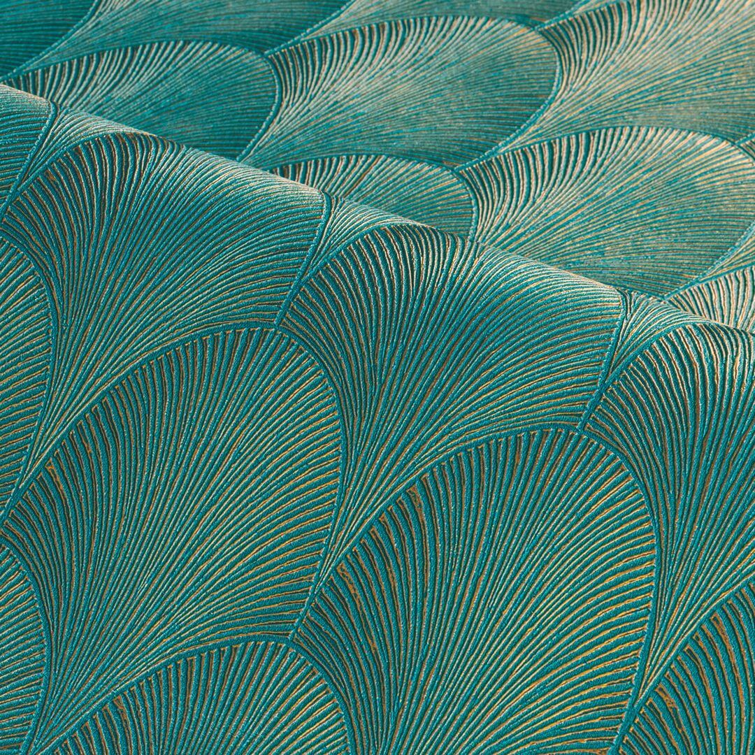 Metallic Wallpaper with Geometric Pattern TOURMALINE - EMERALD/GOLD emerald with gold