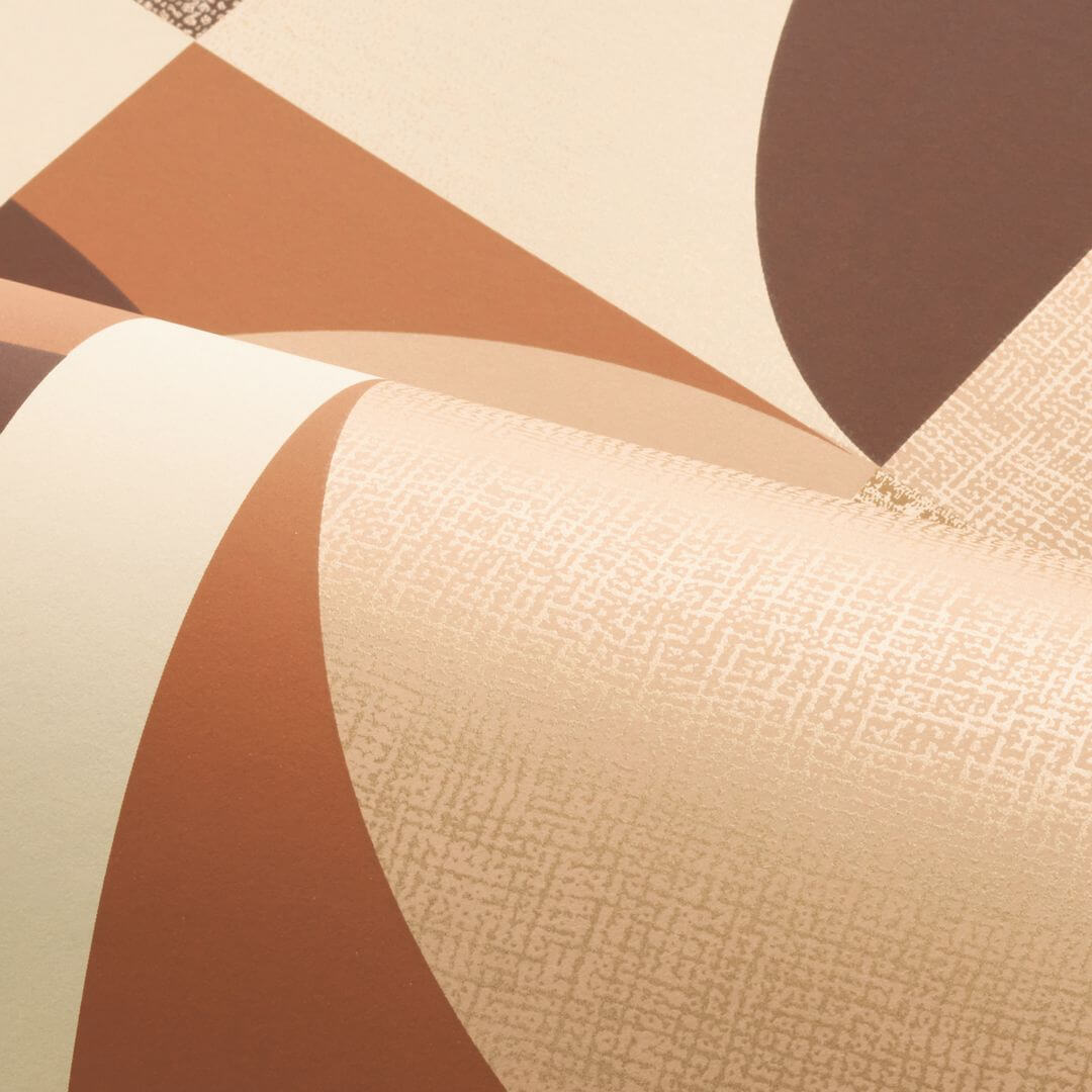 Tapete mit geometrischem Muster BARILLET - TERRACOTTA/PEAU DE PÊCHE terrakota mit Pfirsich