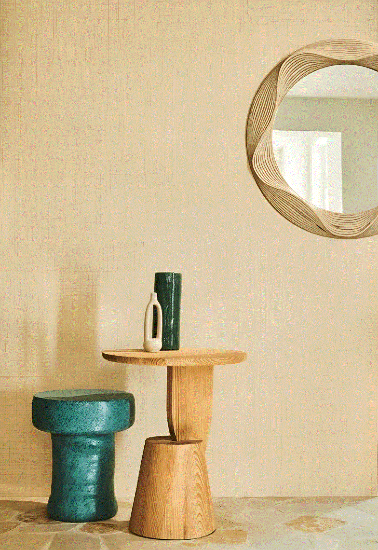 Strukturierte Naturtapete aus Raphia PALAWAN - NATUREL beige