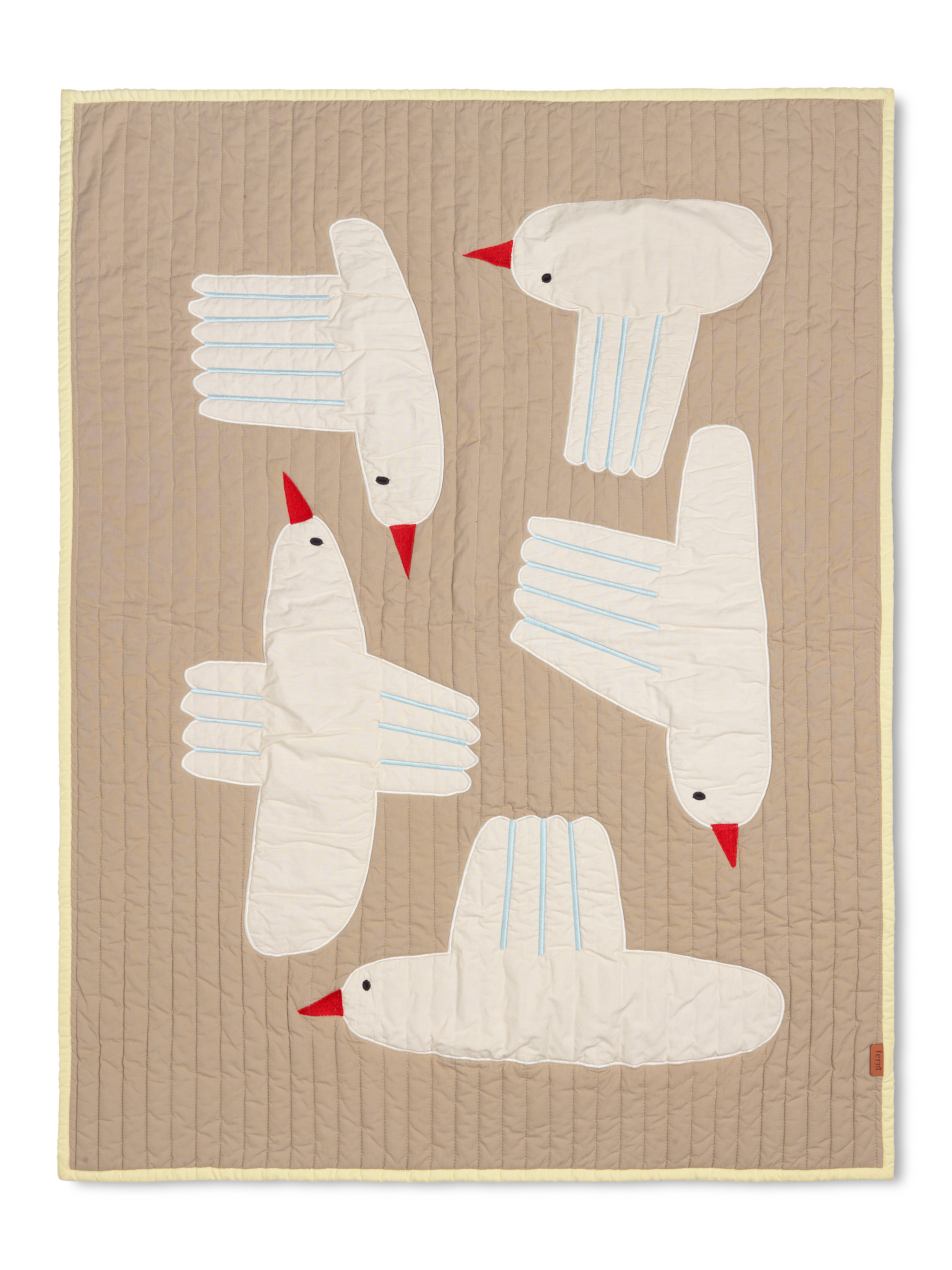 Gequiltde dekbedovertrek BIRD beige