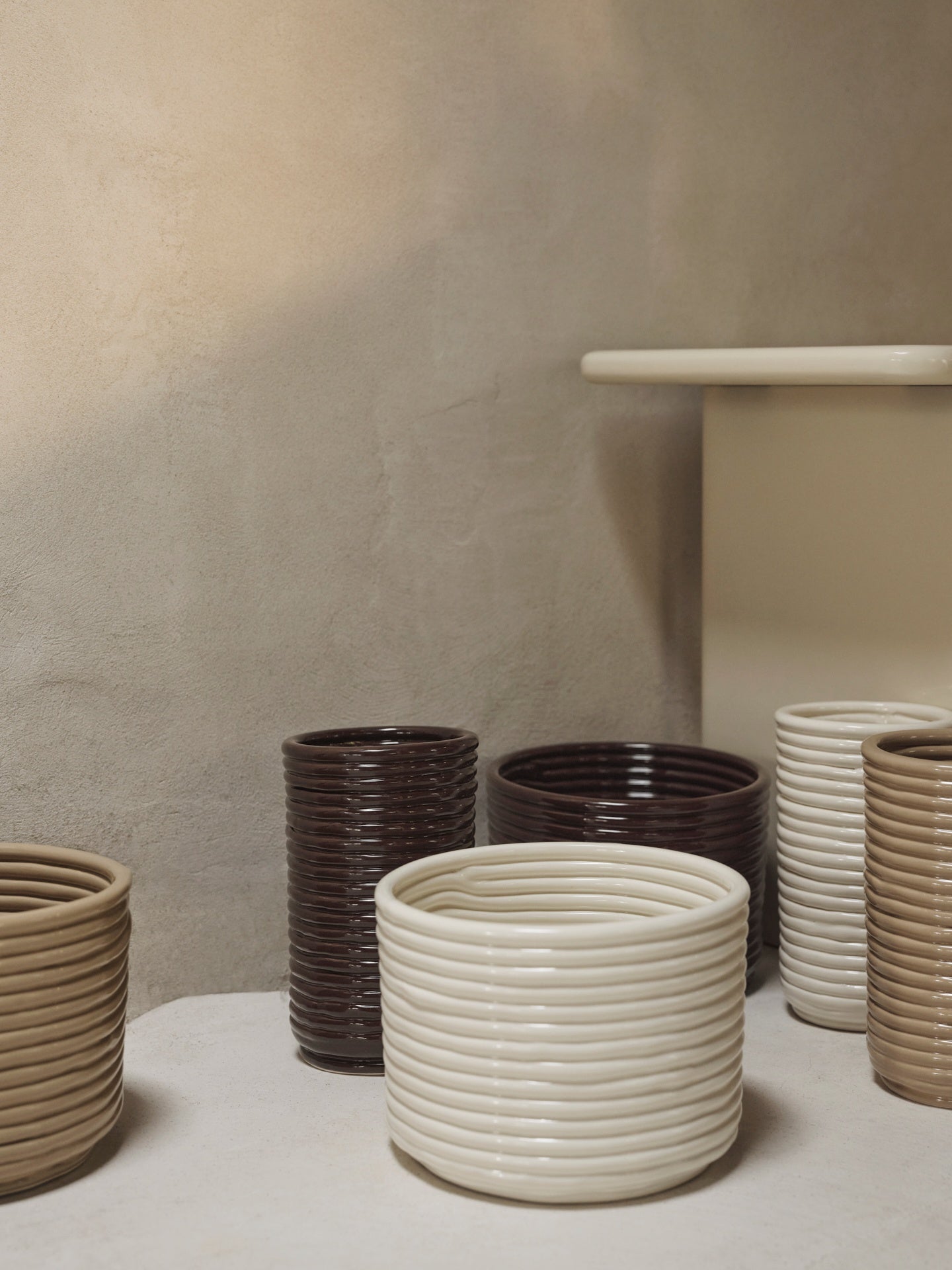 Beige corduroy vase