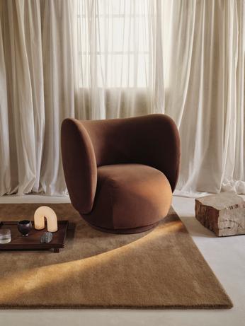 Fauteuil RICO LOUNGE Louisiana chocolade met zandkleur