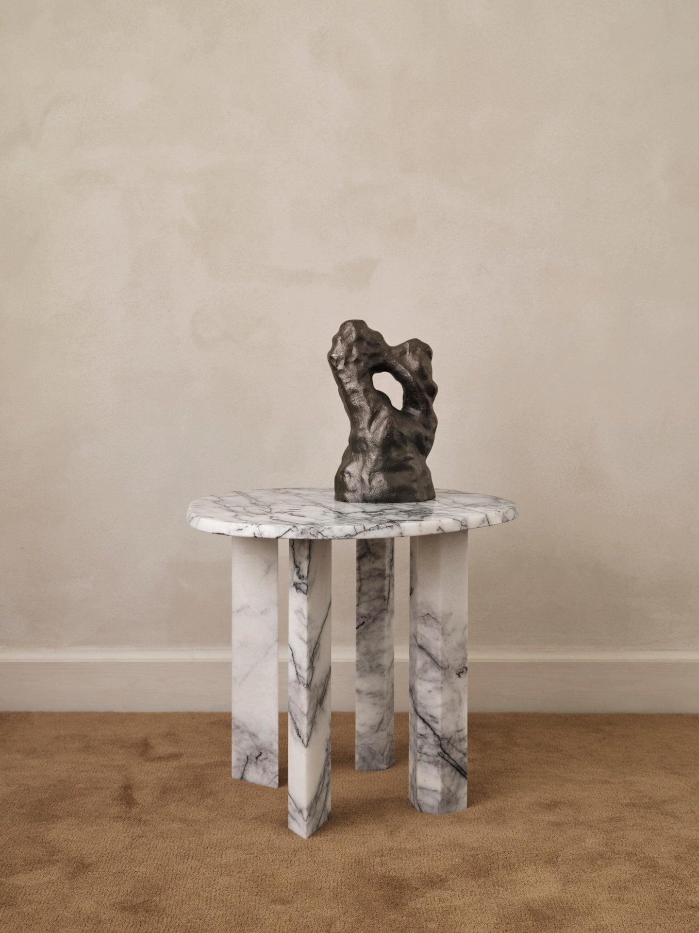 Bijzettafel TAULA wit marmer