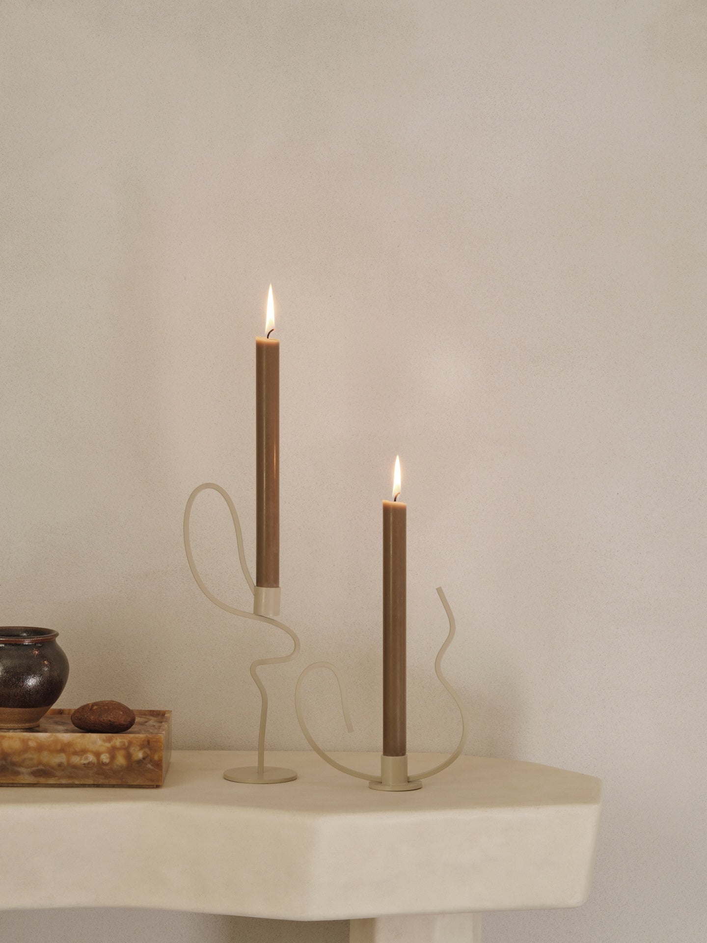 Kaarsenhouder VALSE beige