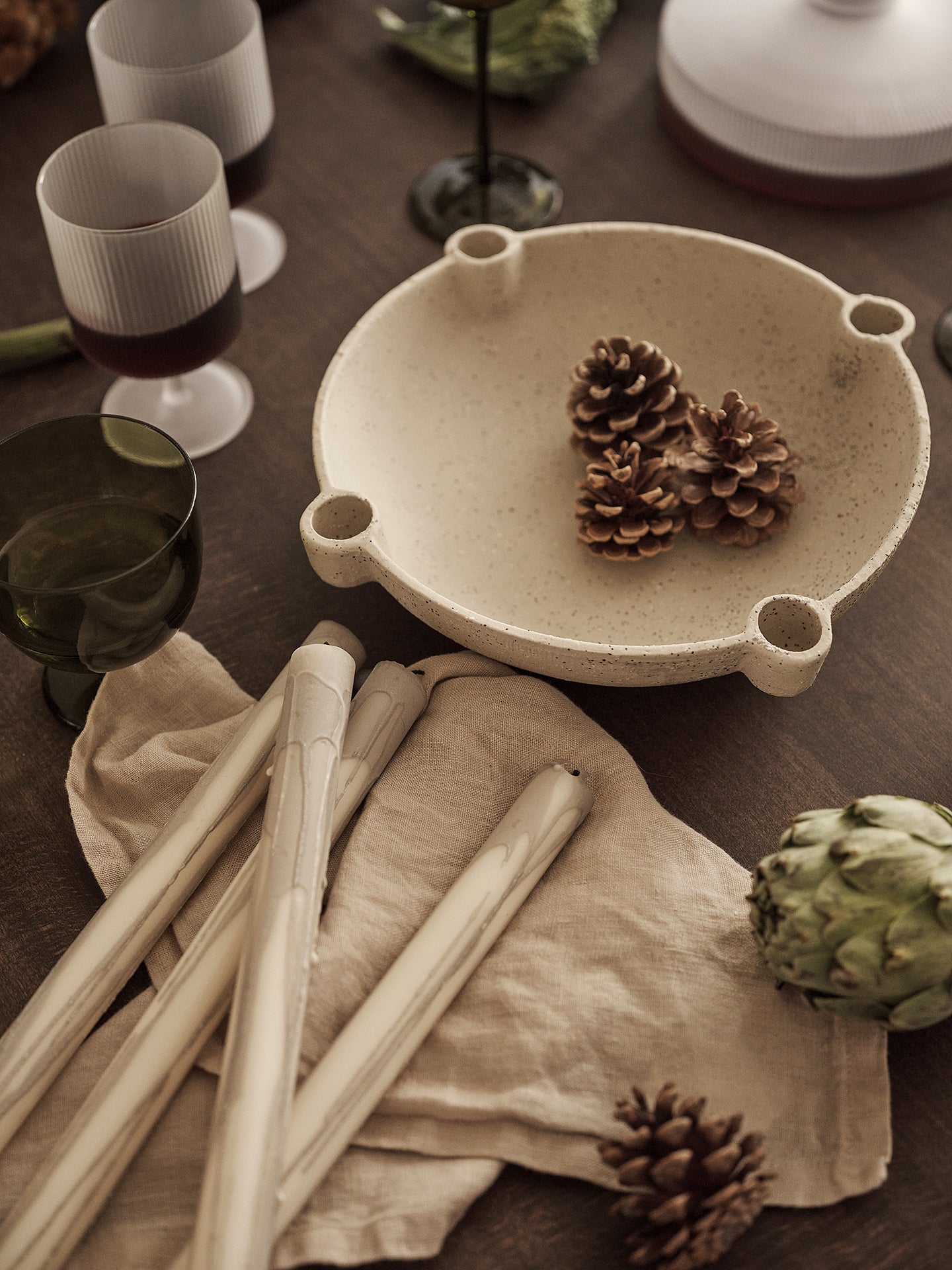 Beige en grijze DRYP kaarsenset