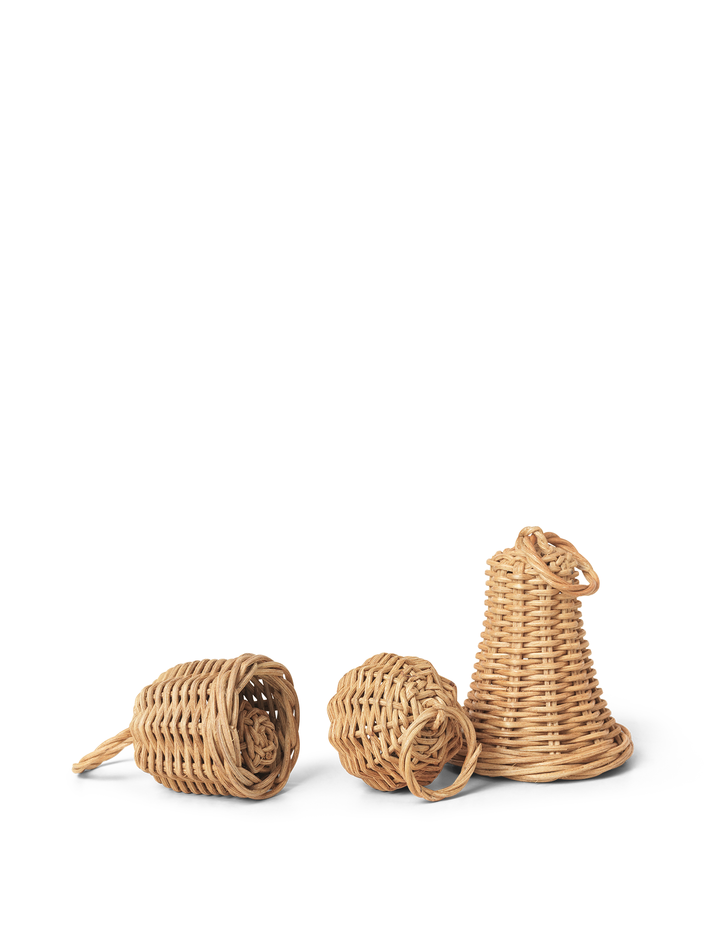 BELL set van rieten kerstballen