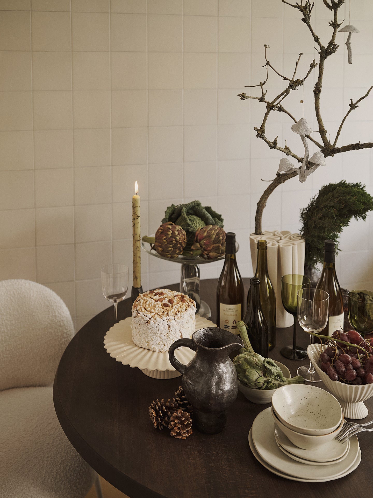 Kerstd decoratie PADDENSTOEL gebroken wit