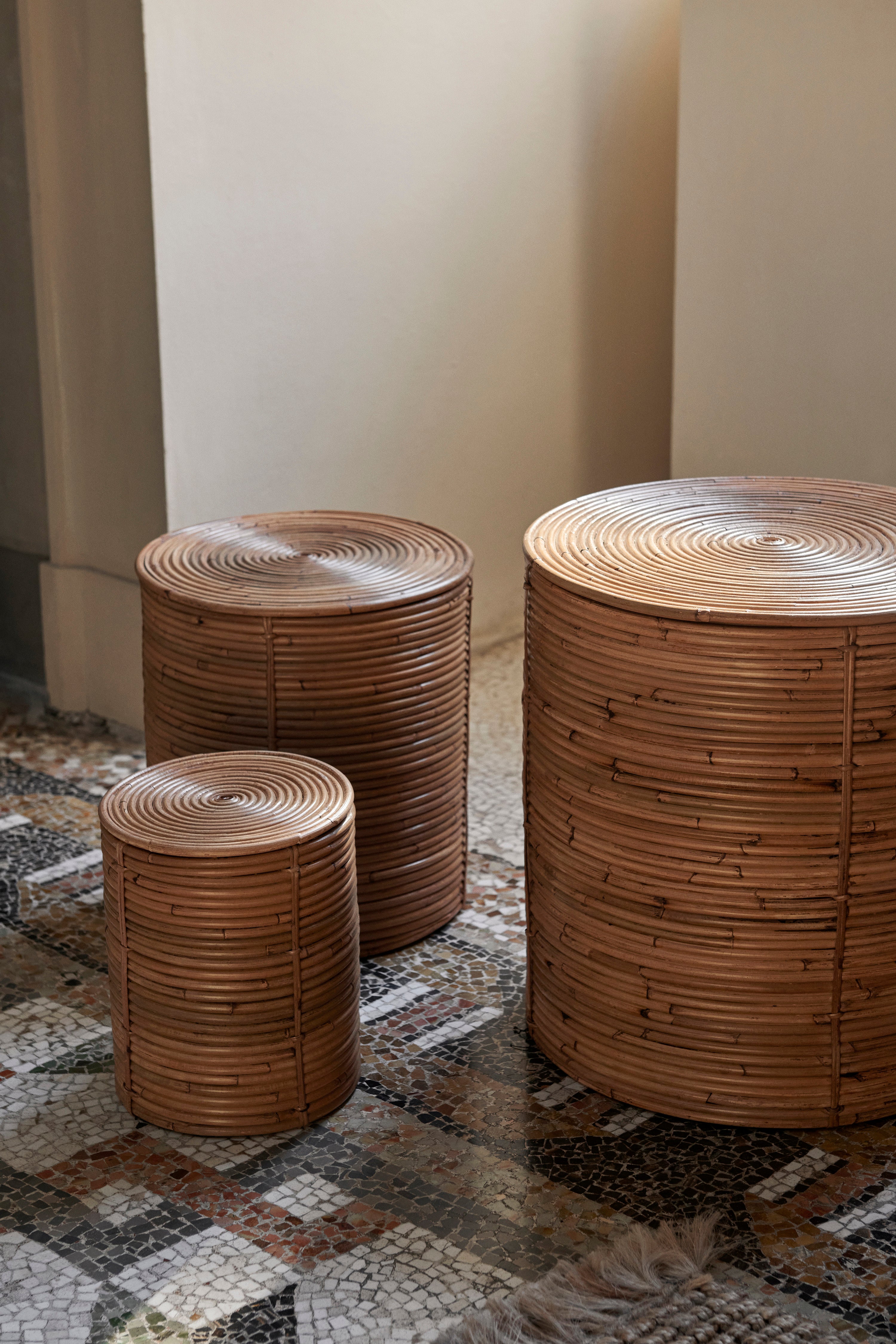 Set van manden COLUMN STORAGE riet
