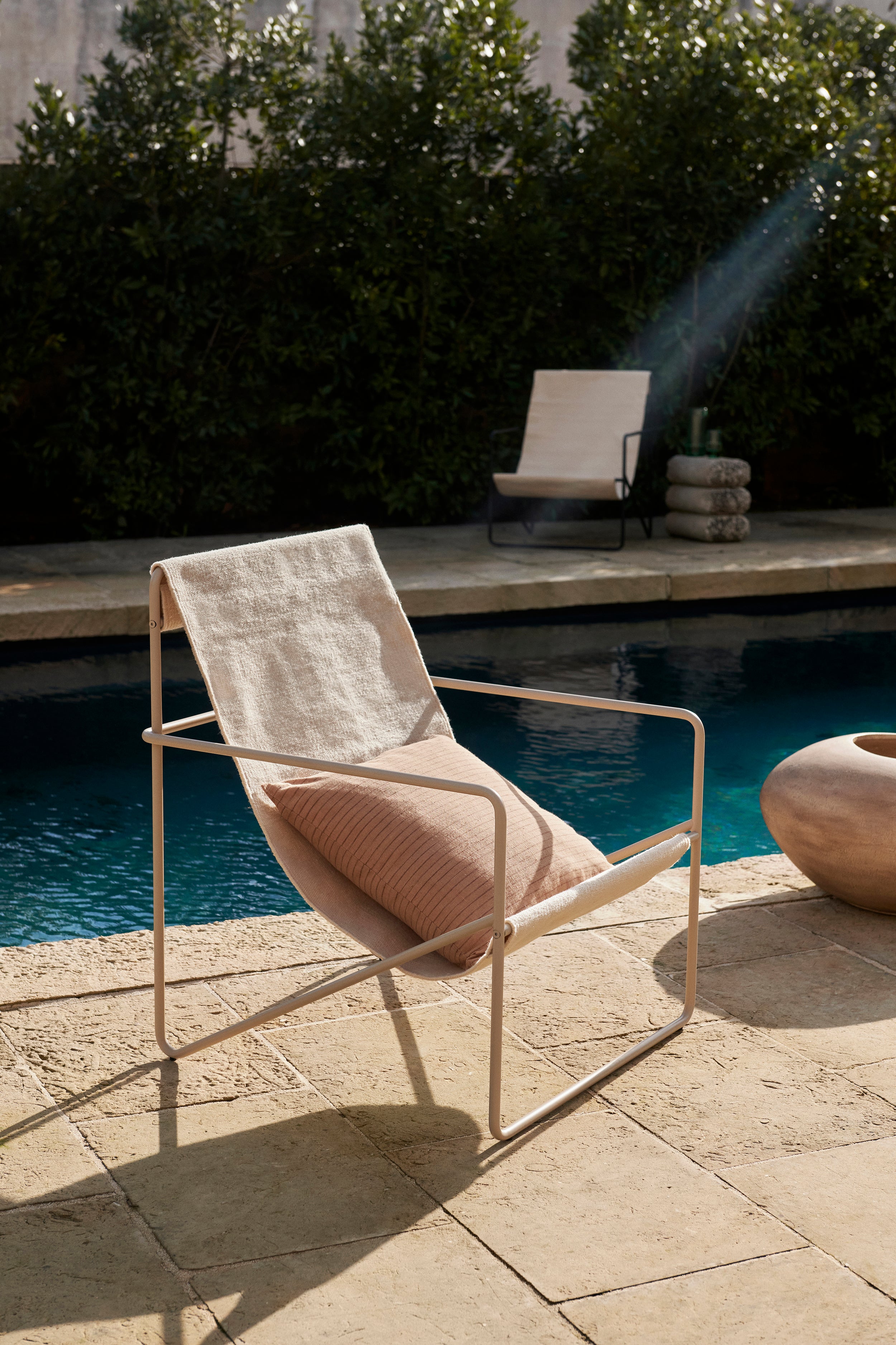 Desert cream-beige garden chair with a beige base