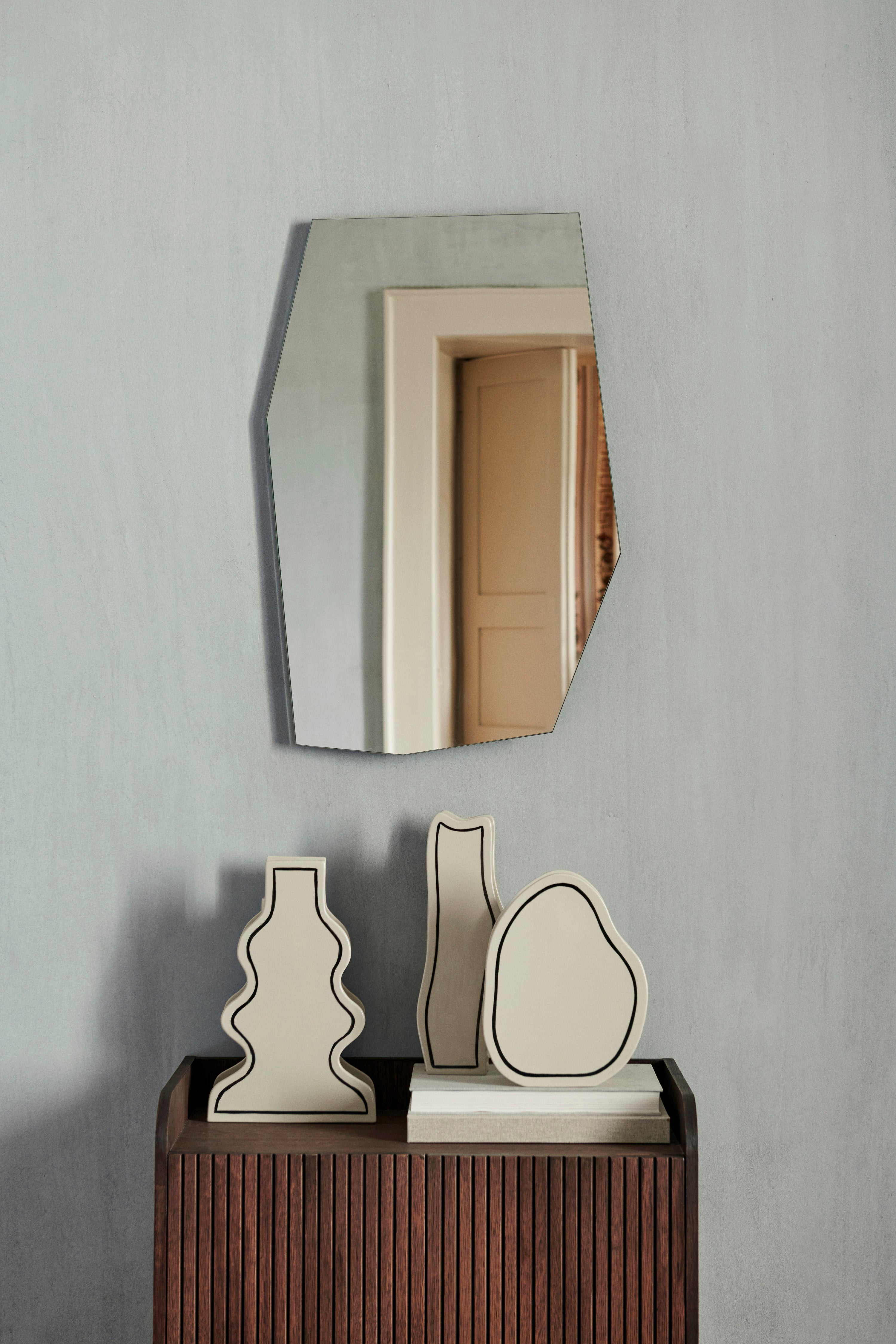 PASTE VASE SLIM Vase, cremeweiß mit schwarzem Muster