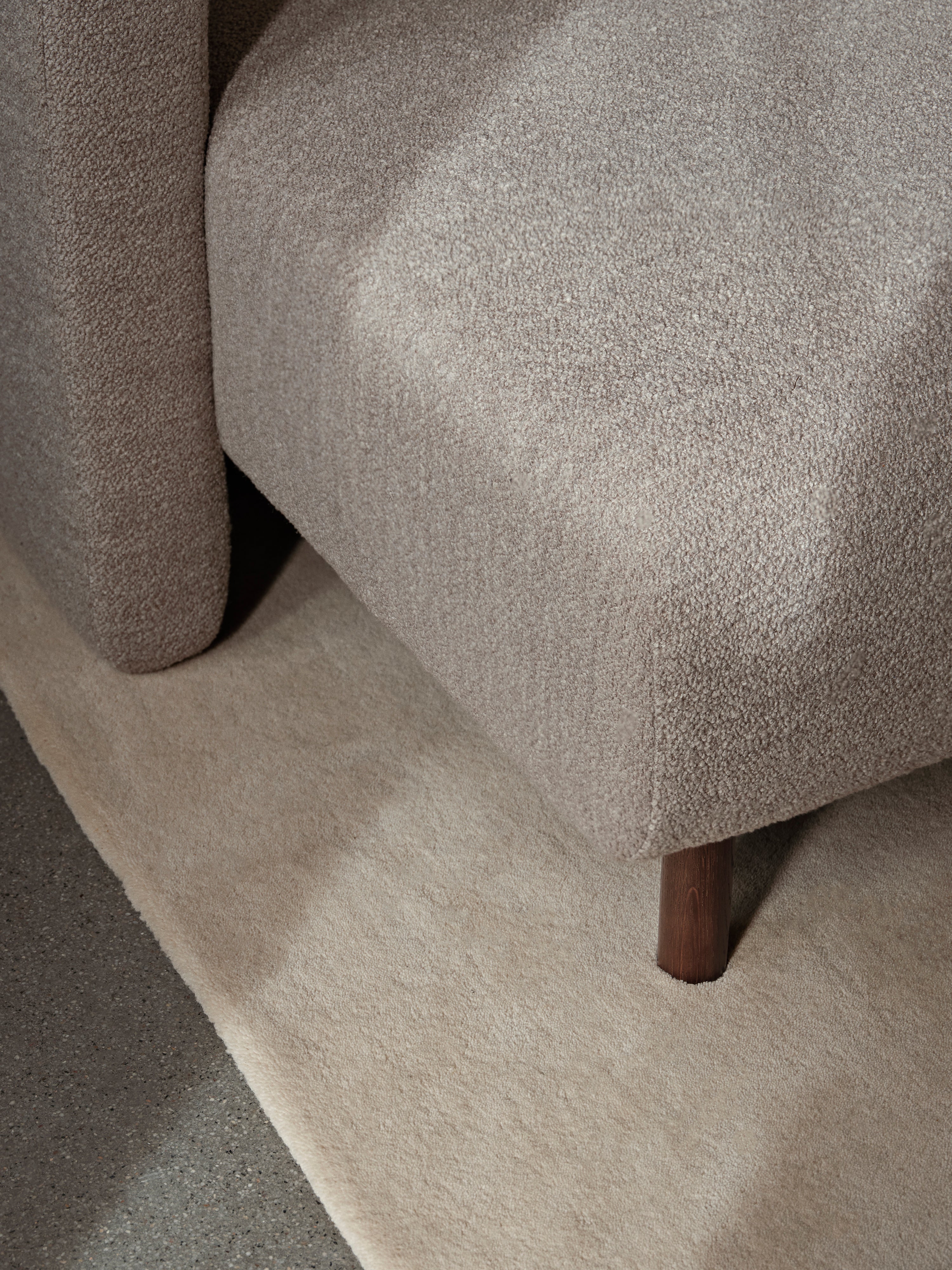 Modulaire bank DASE - rechtszijdige chaise longue Bouclé gebroken wit