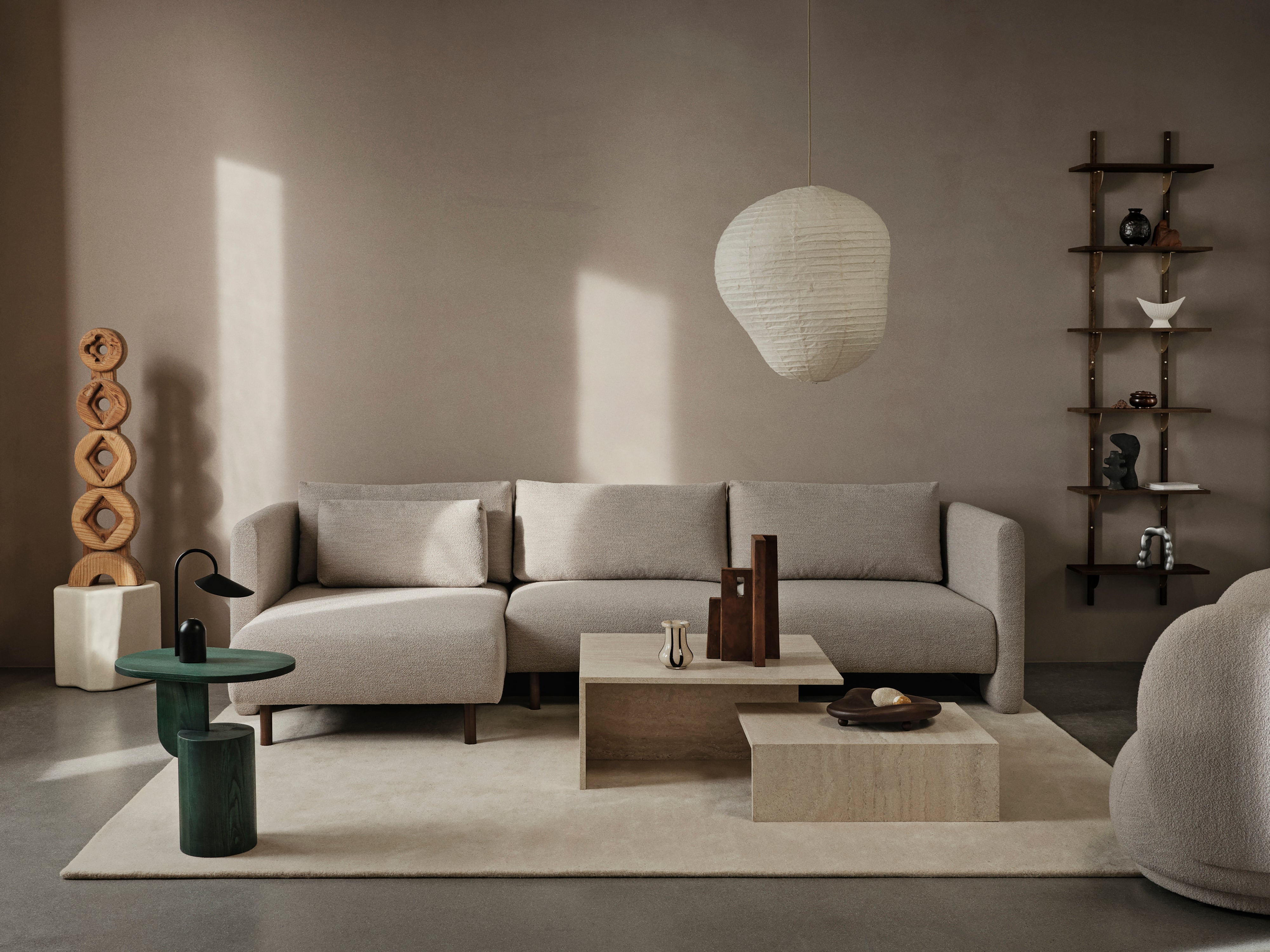 Dase modular sofa - Right -handed soft bouclé dark brown