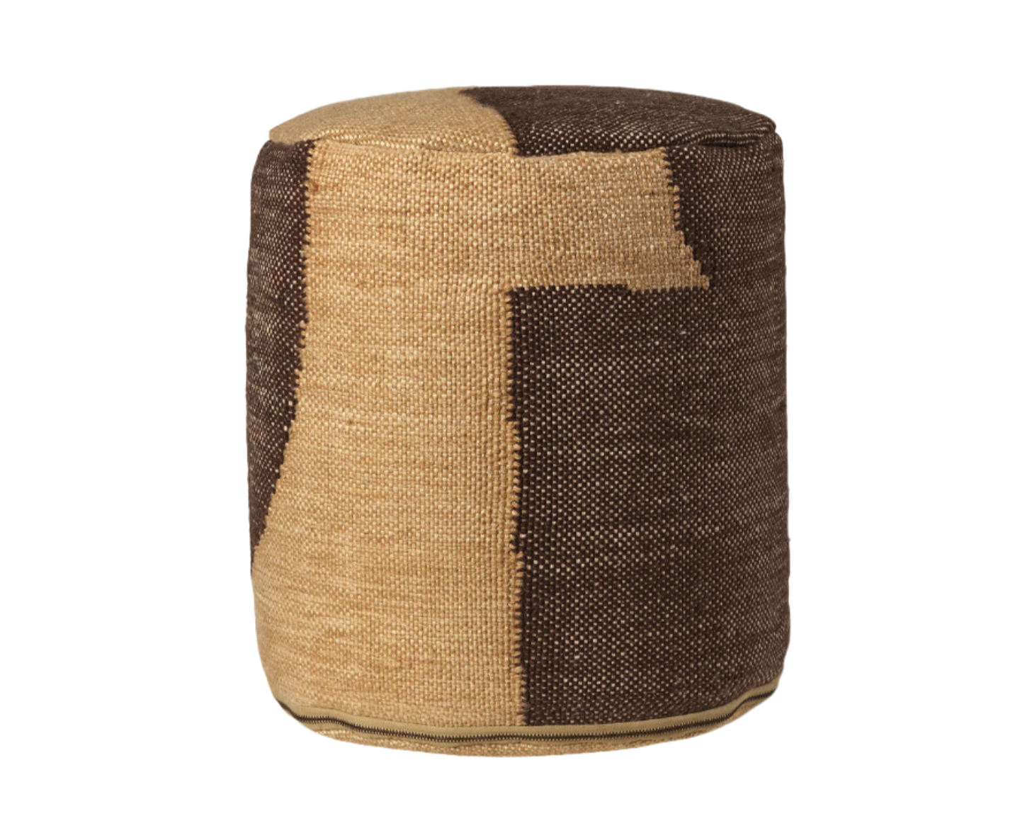 FORENE CYLINDER Pouf beige mit Schokolade 