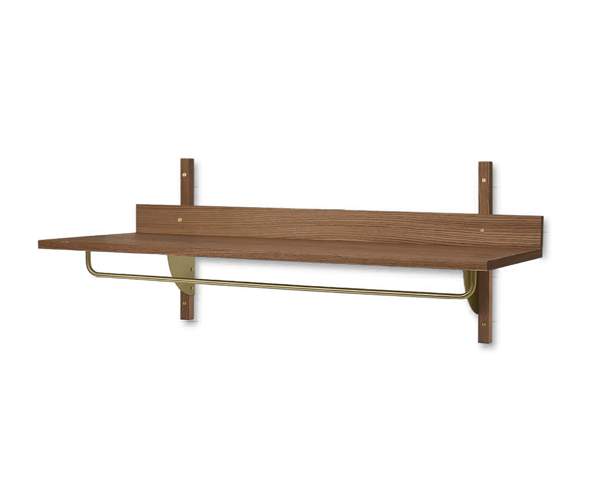 SECTOR RACK SHELF Regal mit Reling, Eichenfurnier geräuchert