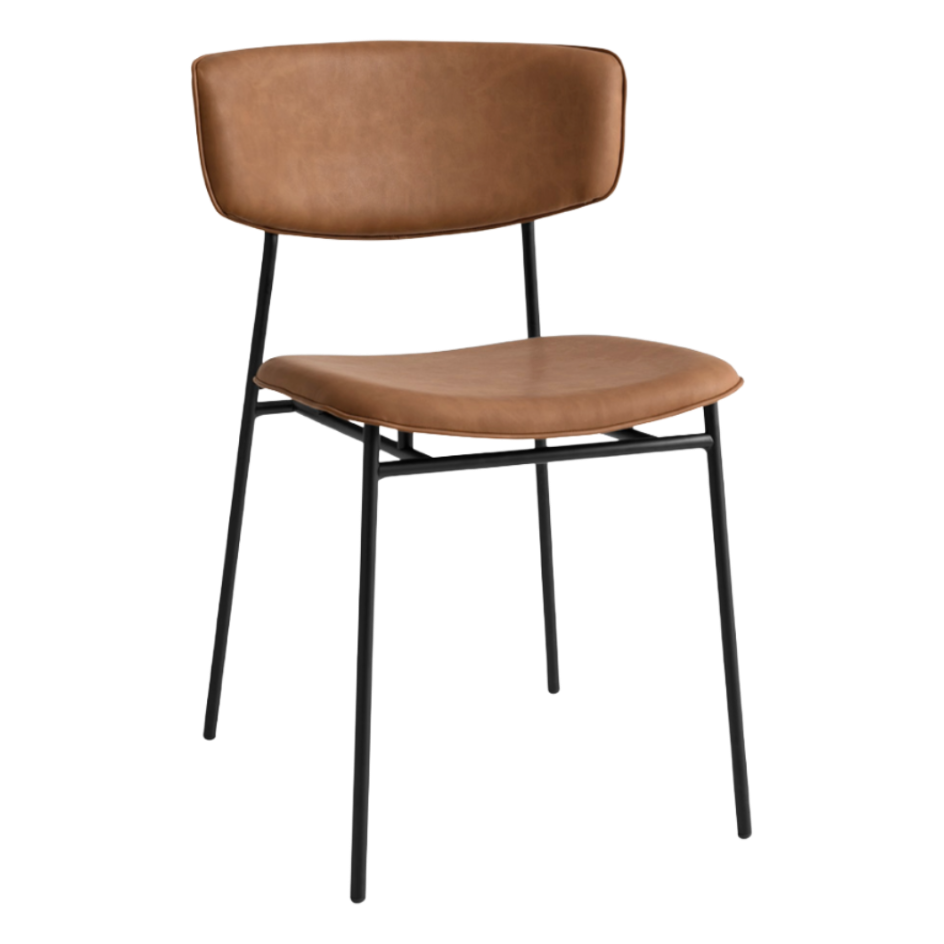 Gestoffeerde FIFTIES stoel met zwarte basis