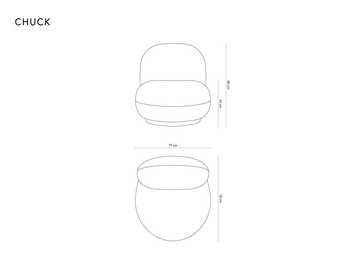 Fotel obrotowy CHUCK – rysunek techniczny z wymiarami
