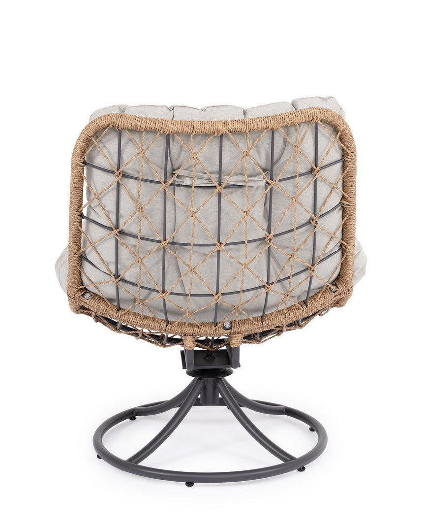 Buiten draaistoel EMERY beige met een bruine basis