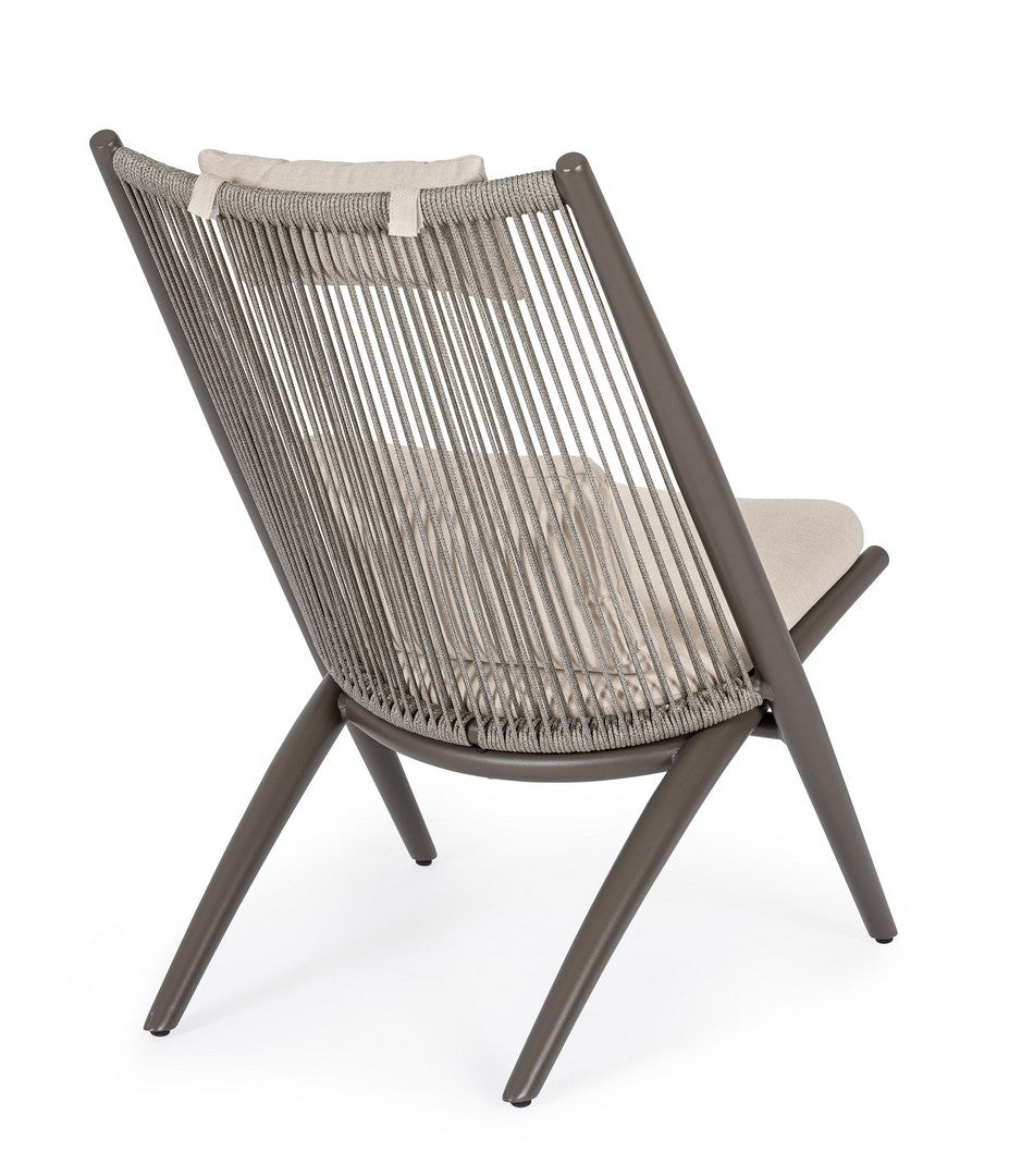 Buitenstoel ALOHA beige met een chocoladebruine basis
