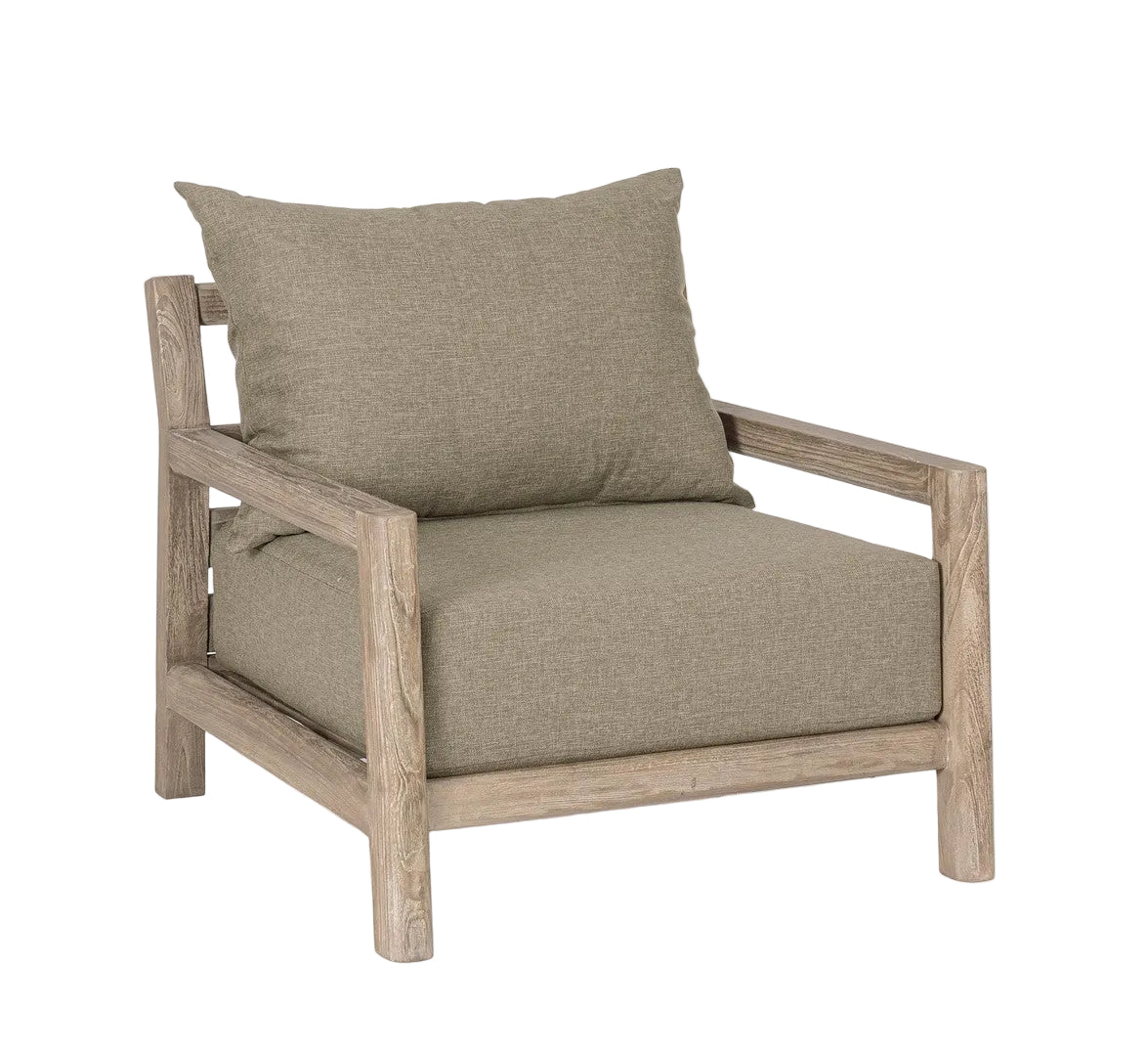 Buitenstoel MAYNARD beige met houten basis