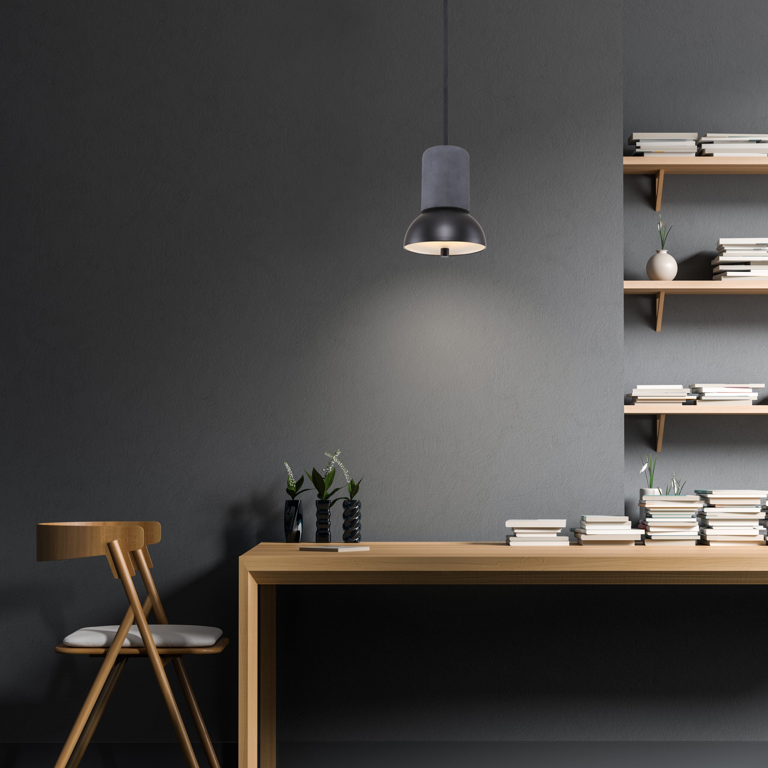 GIRO VELVET pendant lamp in concrete with velvet