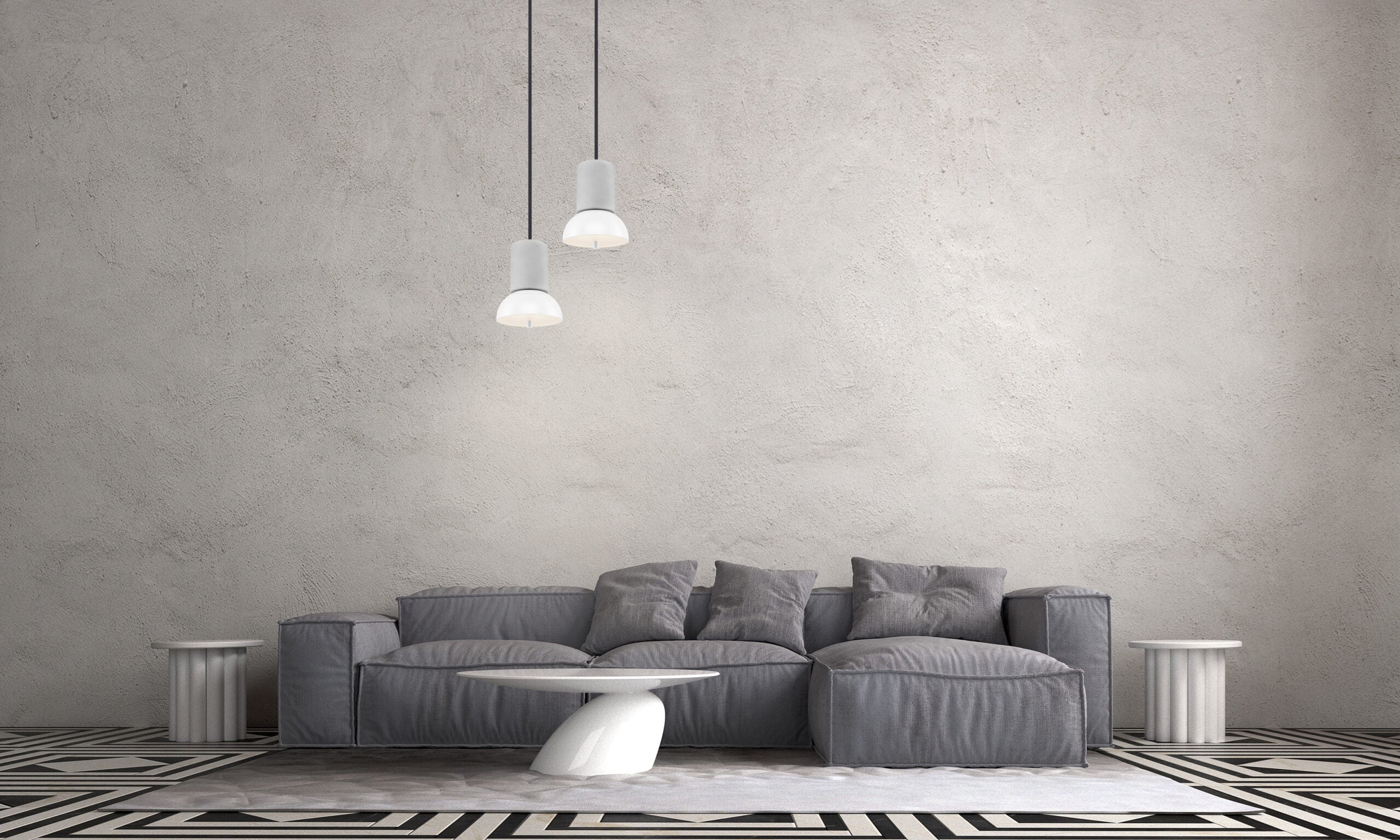 GIRO VELVET pendant lamp in concrete with velvet