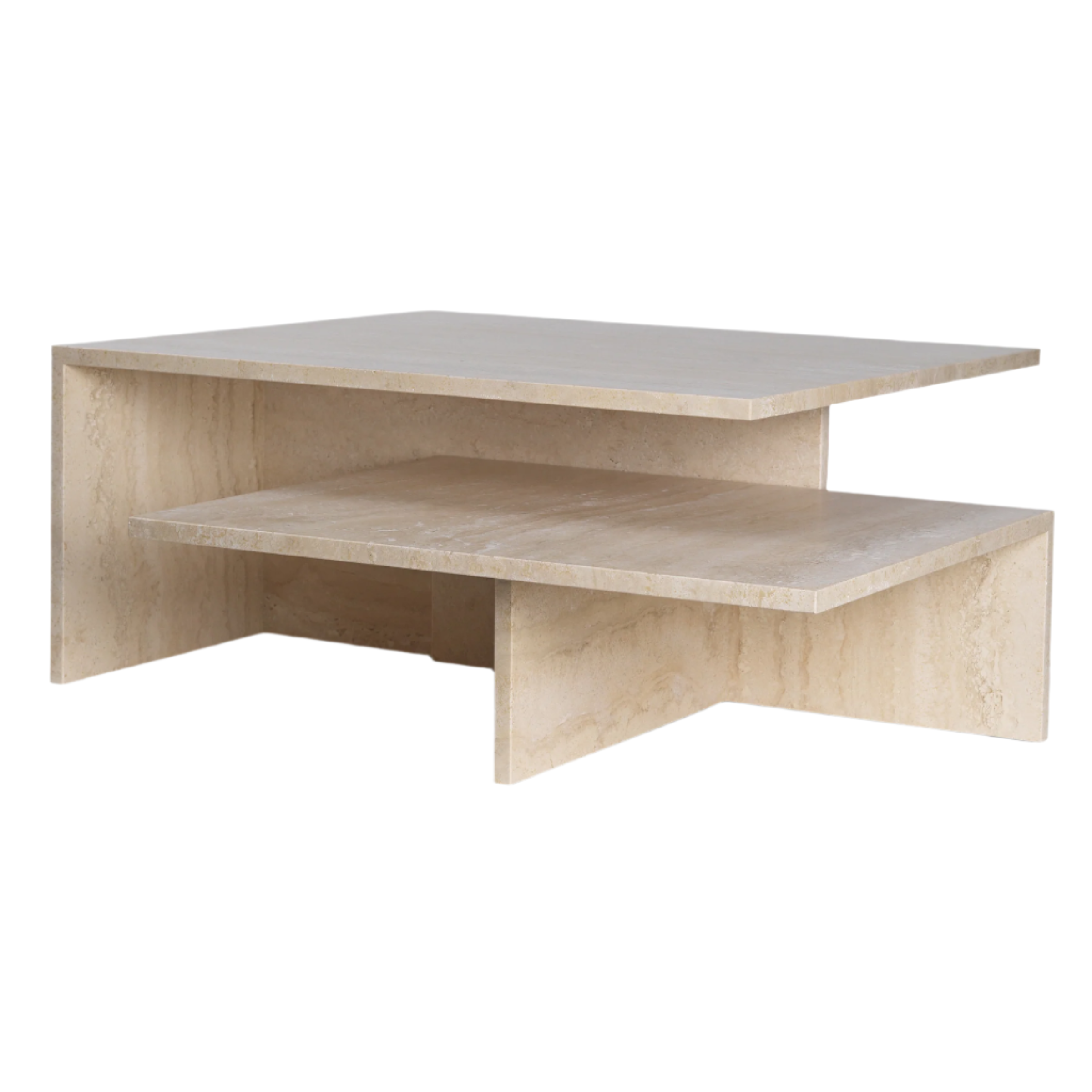 DISTINCT GRANDE DUO travertine table set