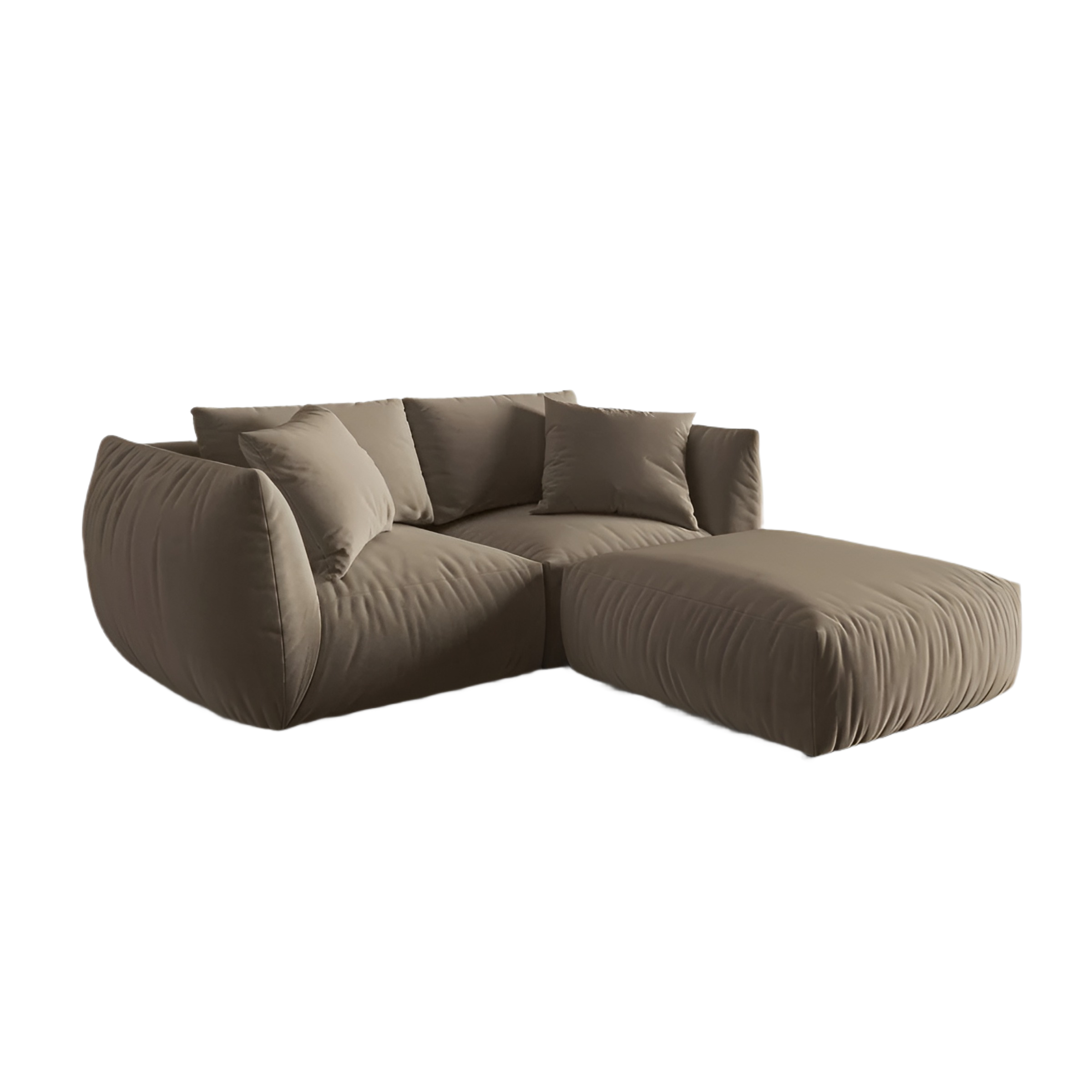 Left-facing velvet corner sofa CHRIS light brown
