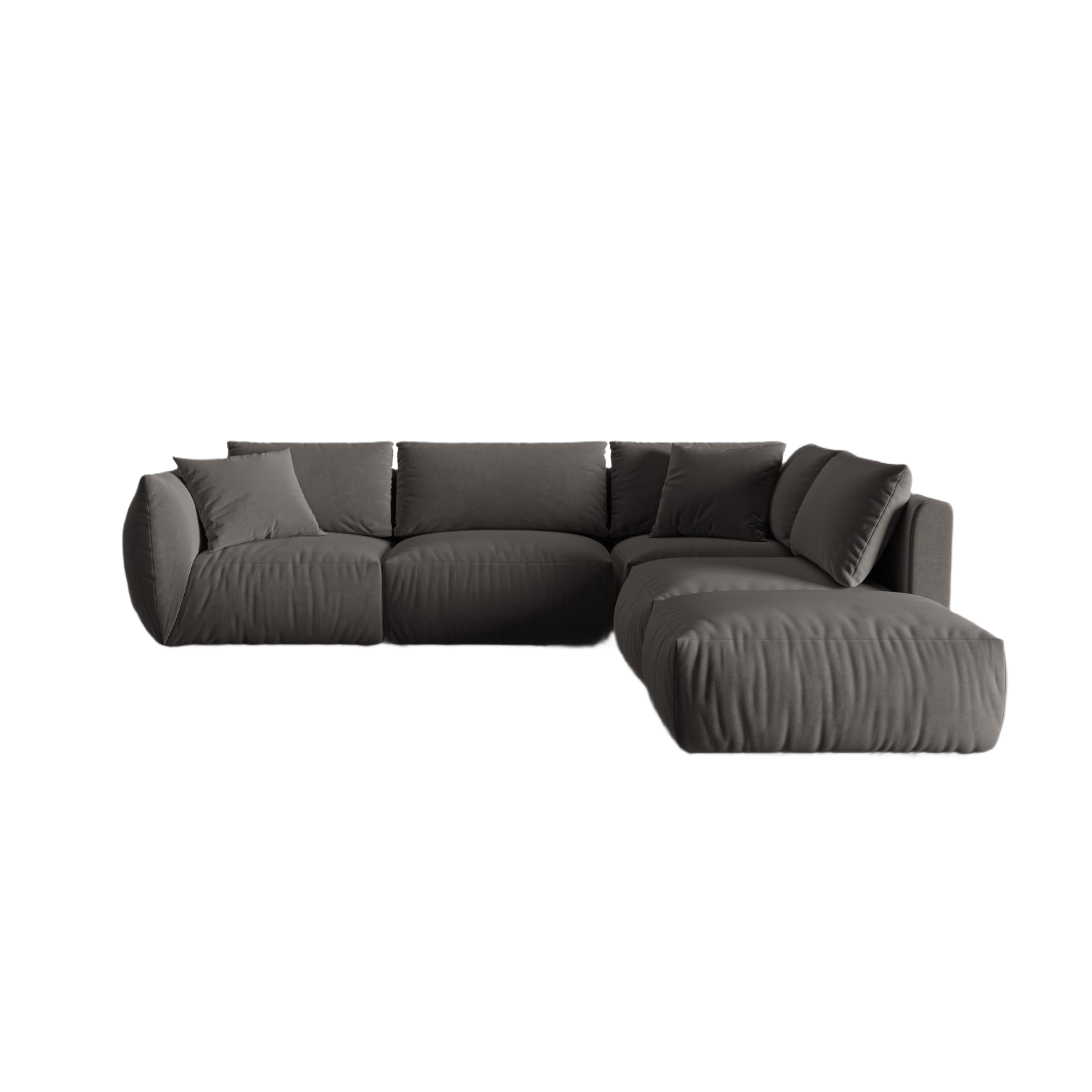Modular velvet corner sofa for 4 people right-facing CHRIS dark gray